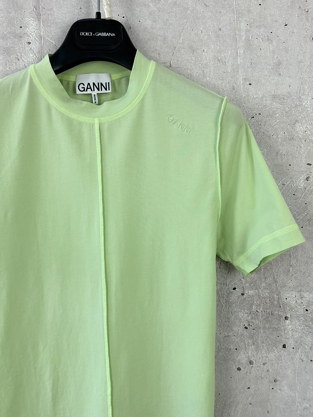 Ganni Gianni Logo Stretch-Cotton Jersey Top in Light Green Size XS / US 0-2 / IT 36-38 - 4 Thumbnail