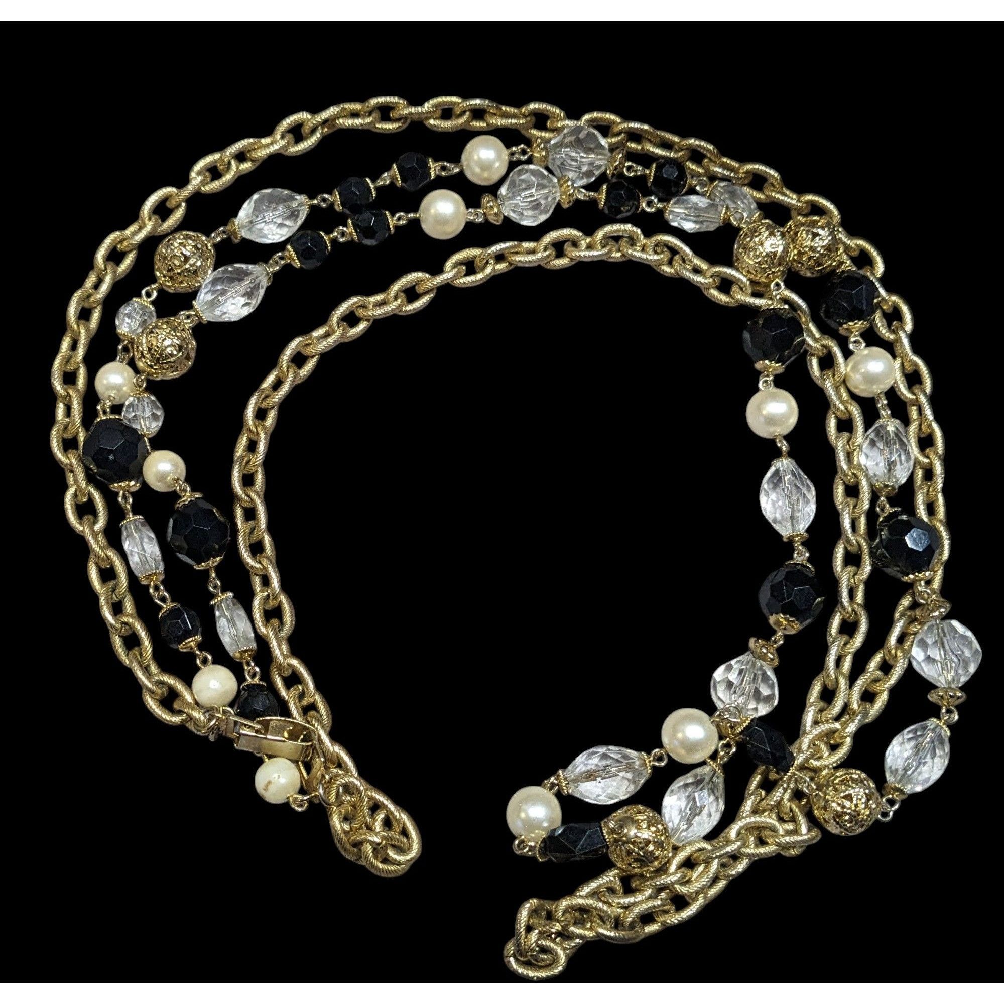 Other Vintage Glam Multilayer Chain Beaded Statement Necklace Size ONE SIZE - 1 Thumbnail
