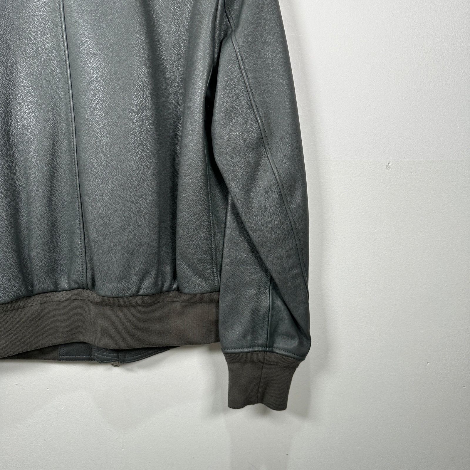 Burberry Burberry Dark Steel Leather Bomber Jacket Size 48 Size US M / EU 48-50 / 2 - 10 Thumbnail