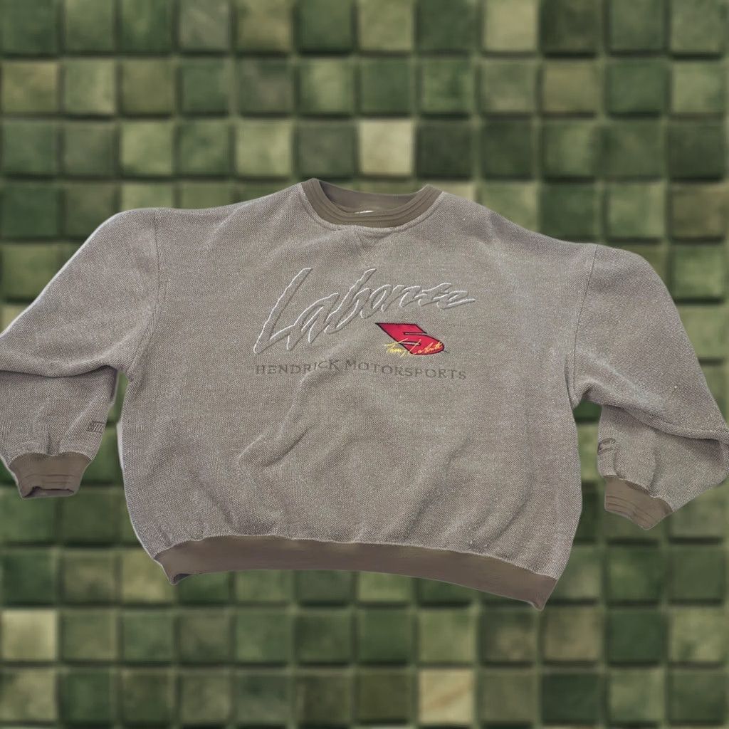 NASCAR VINTAGE 90s Chase Athletics Tony Labonte NASCAR Racing Crew Neck Sweatshirt L large Brown Embroidered Logo Mens Size US L / EU 52-54 / 3 - 1 Thumbnail
