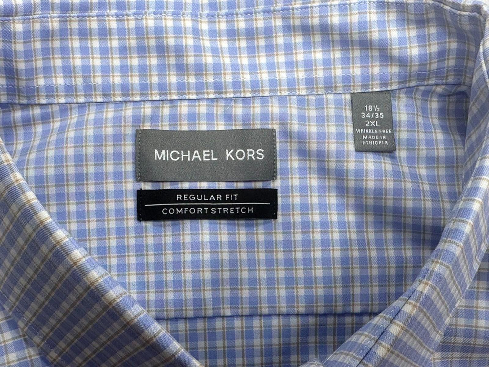 Michael Kors Michael Kors Regular Fit Comfort Stretch Shirt Blue Mens 2XL Size US XXL / EU 58 / 5 - 3 Thumbnail