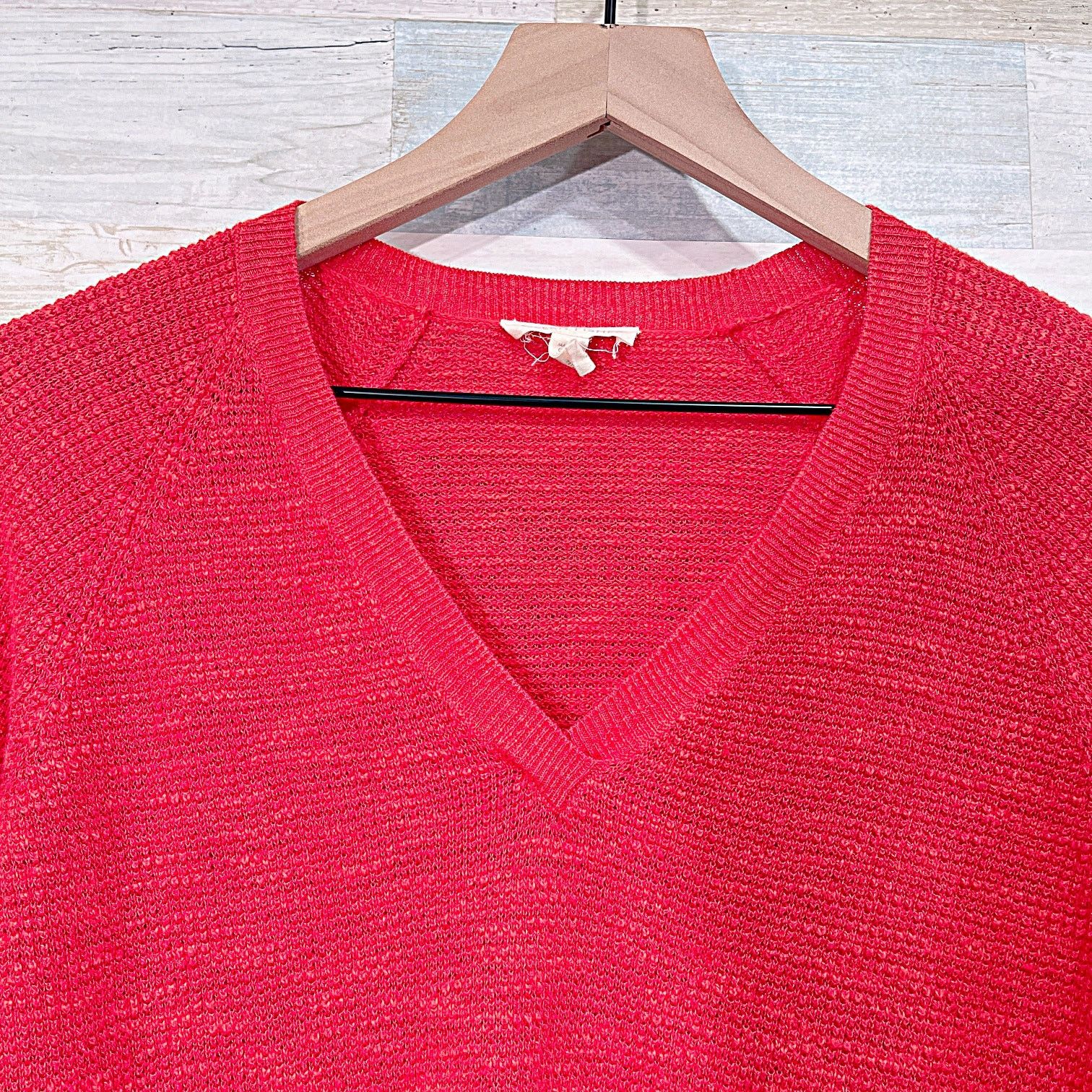 Eileen Fisher Eileen Fisher Organic Linen Blend V Sweater Red Womens Small Size S / US 4 / IT 40 - 2 Thumbnail
