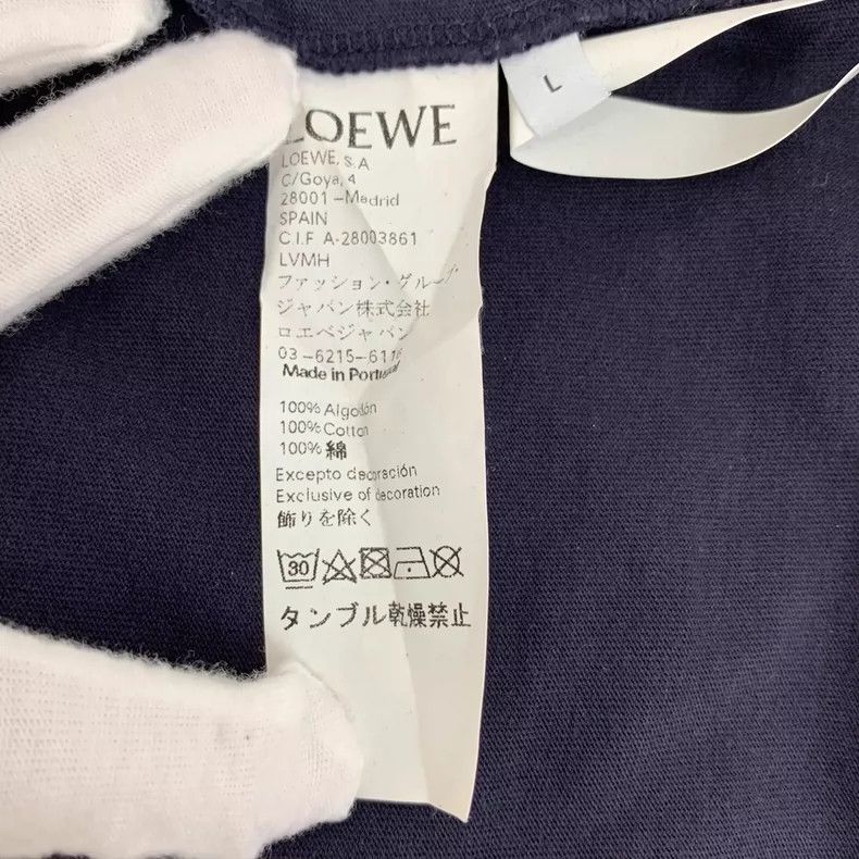 Loewe Loewe Dark blue logo embroidered cotton round neck short s Size L / US 10 / IT 46 - 6 Thumbnail