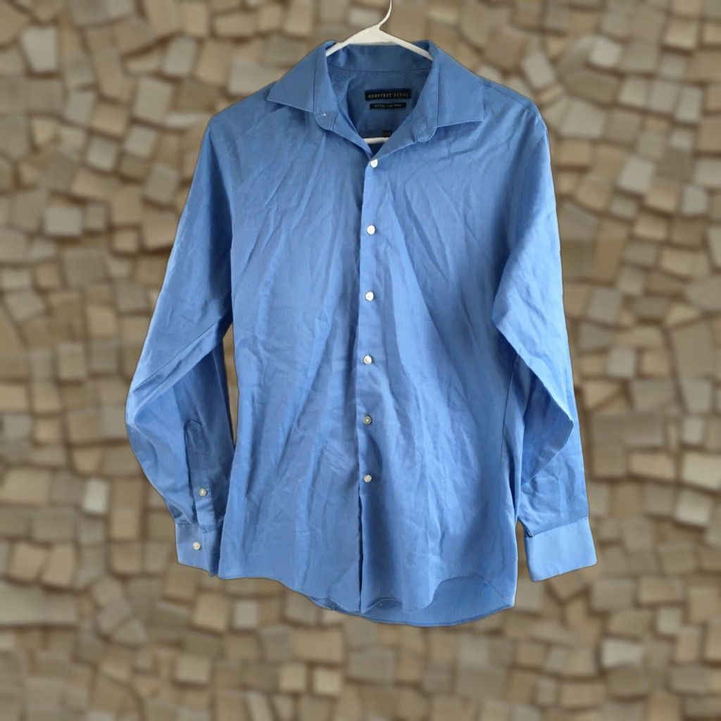 Geoffrey Beene Geoffrey Beene Shirt Men's Size 32/33 Button Up Long Sleeve Fitted Collared Sky Blue Regular Modern Mens Shirt Size US XS / EU 42 / 0 - 1 Thumbnail