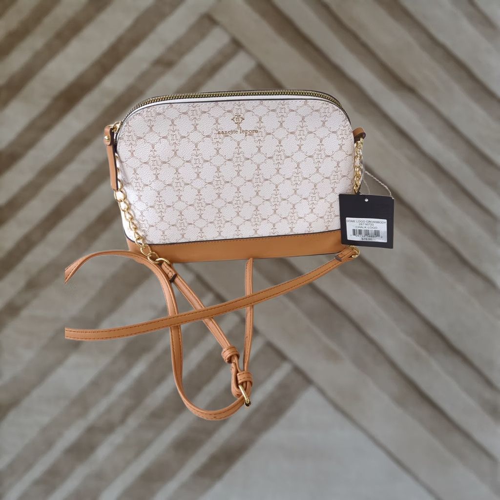 Nanette Lepore Nanette Lepore Crossbody Bag White Faux Leather Pebbled Floral Zipper Gold Hardware 7x10x3 In Vintage No Size ONE SIZE - 1 Thumbnail