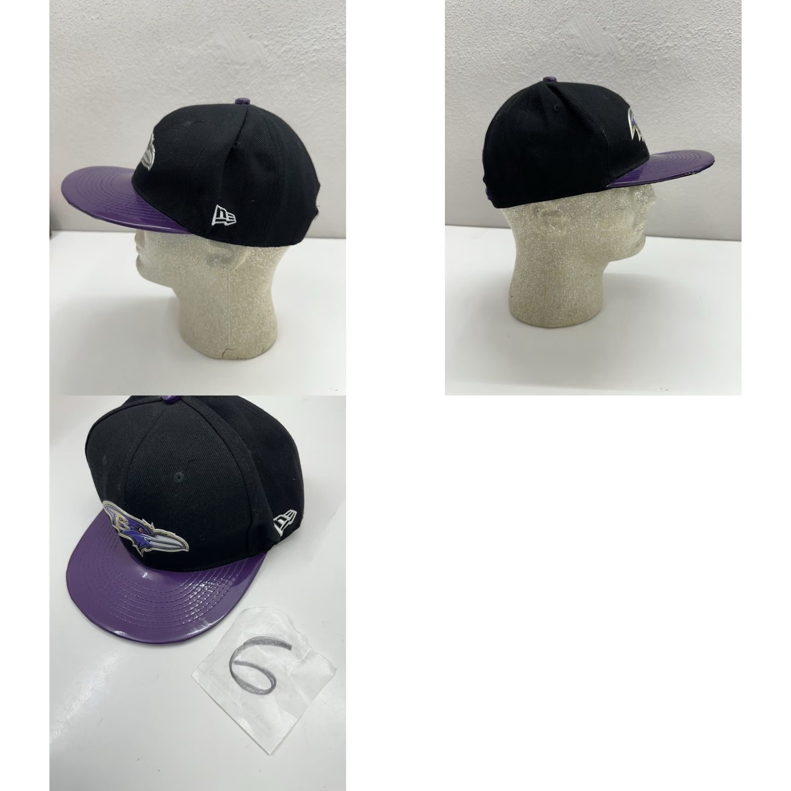 New Era VINTAGE New Era 59Fifty Snapback NFL Black Baltimore Ravens Purple Leather Brim Football Hat Size ONE SIZE - 8 Thumbnail
