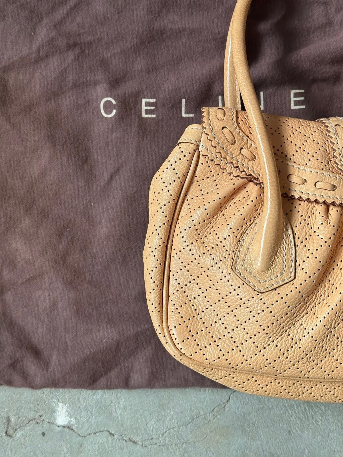 Celine Celine Perforated Leather Shoulder Bag Beige Size ONE SIZE - 2 Thumbnail