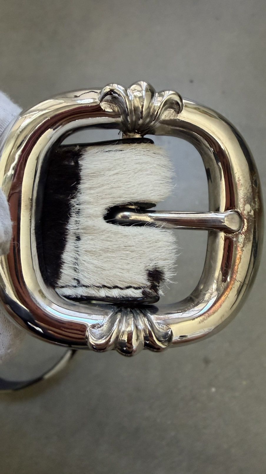 Chrome Hearts GRAIL! Chrome Hearts Cross Patch Pony Hair Gunslinger Belt Size 38 - 9 Thumbnail