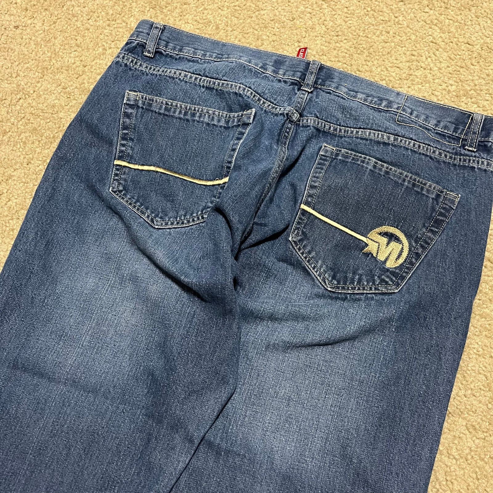 Mecca Mecca Y2K Baggy Hip Hop Faded Embroidered Blue Jeans 40Wx32L Size US 40 / EU 56 - 3 Thumbnail