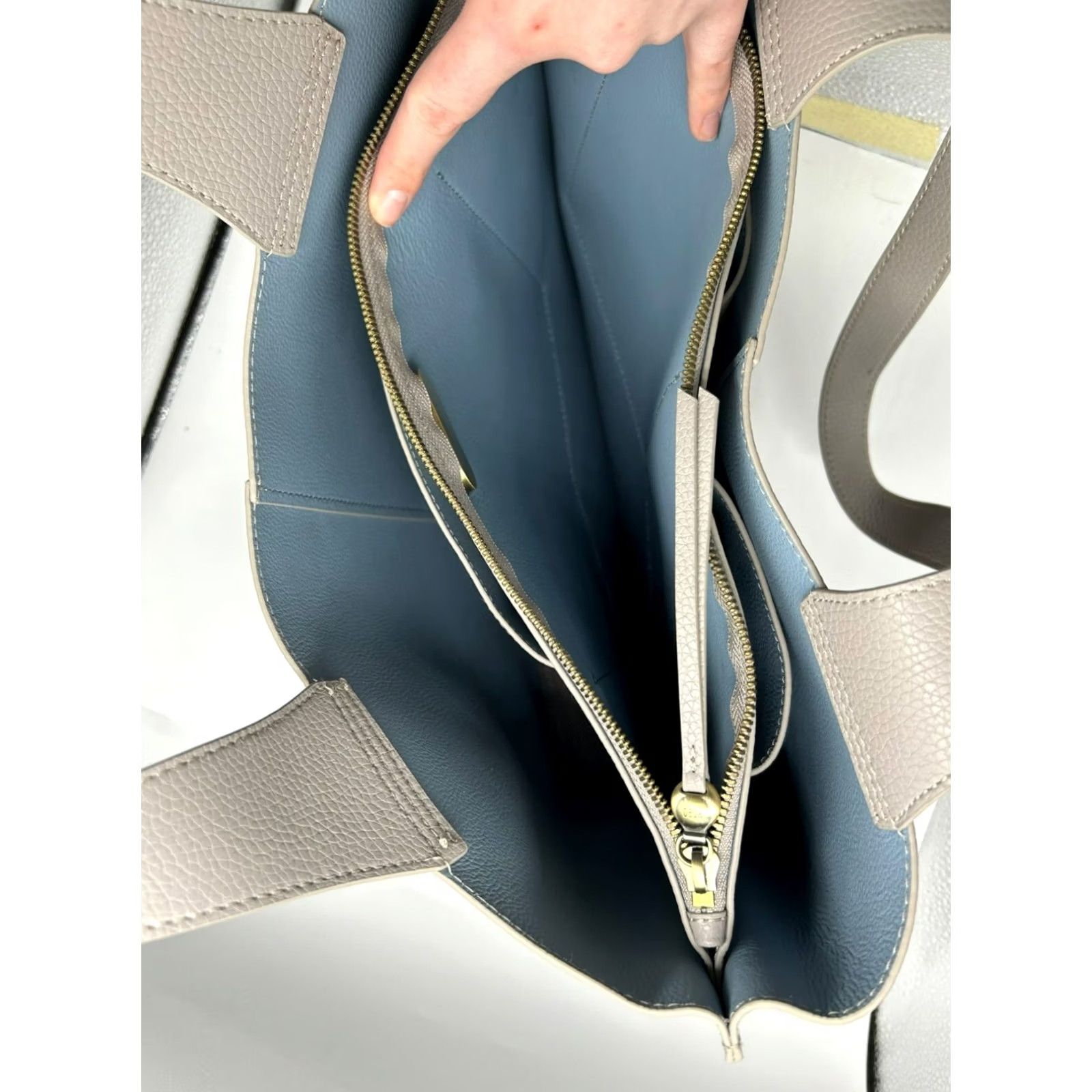 Vintage Hobo Gray Leather Tote Bag Tote Women Gray Leather with Dual Handles & Spacious Interior #6643 Size ONE SIZE - 5 Thumbnail