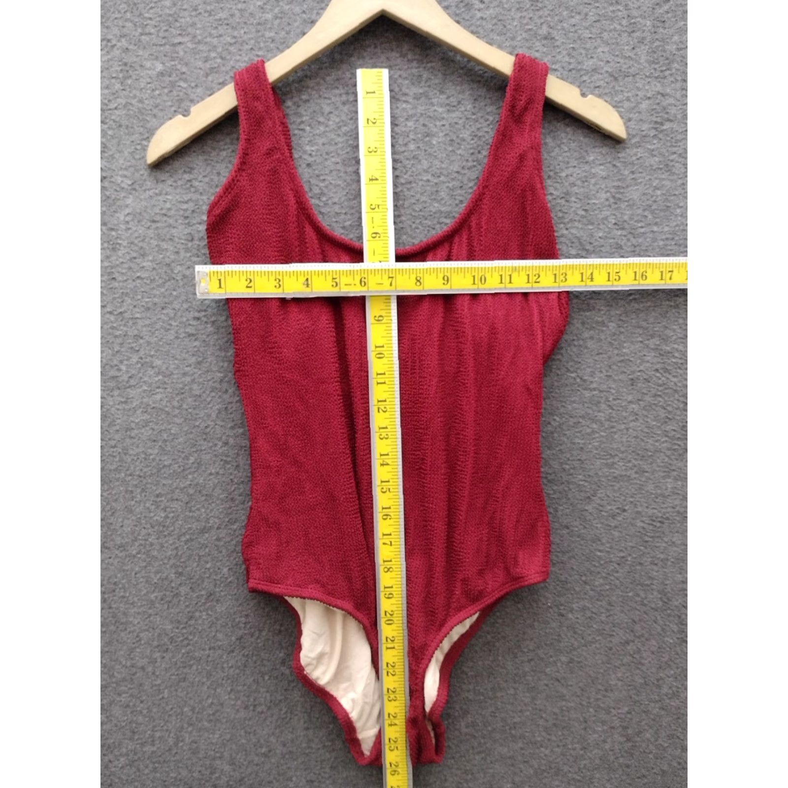 Vintage Kona Sol One Piece Swimsuit M Burgundy Red Square Neckline Beach Womens Size ONE SIZE - 4 Thumbnail