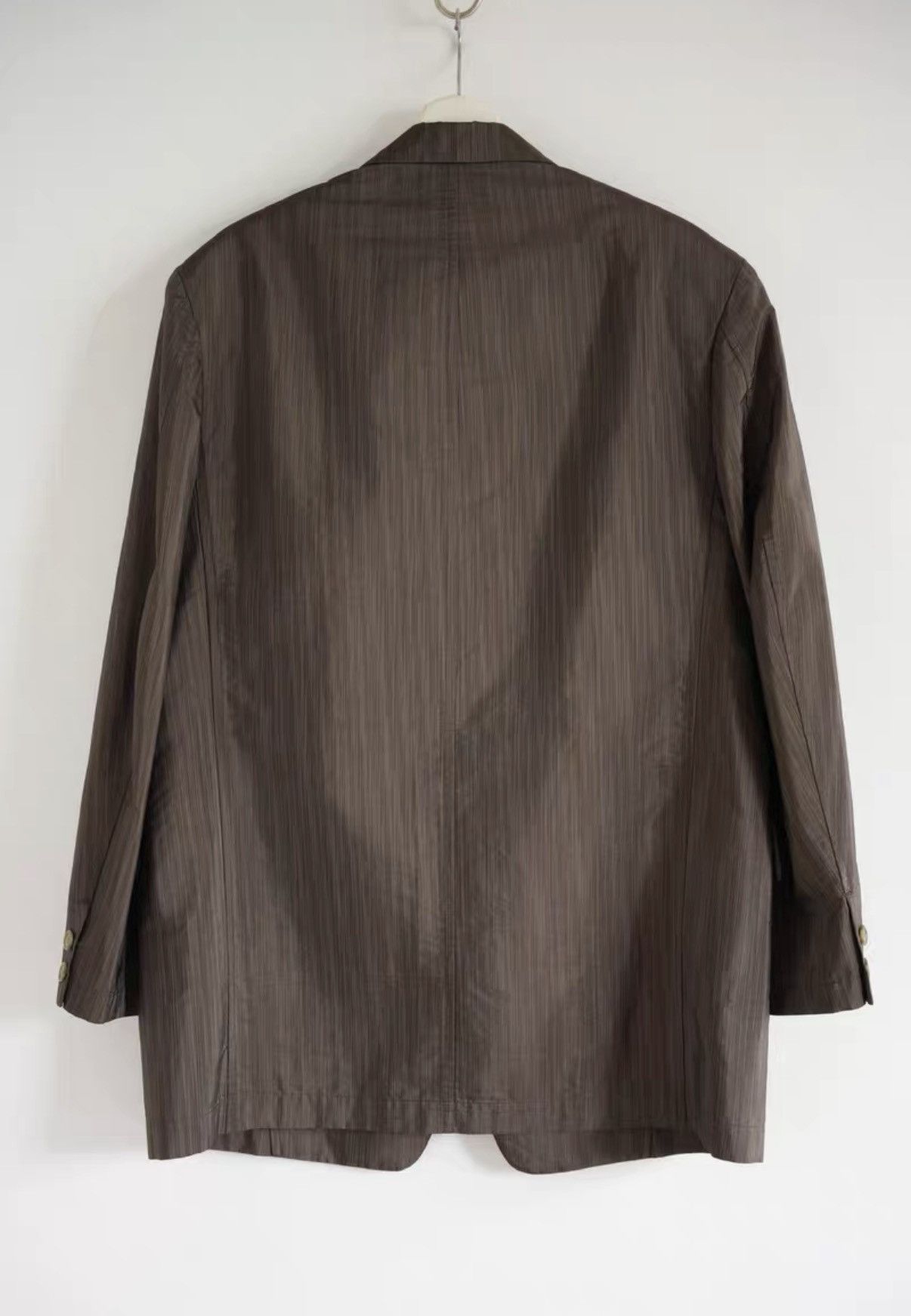 Yohji Yamamoto Yohji Yamamoto 92ss Brown Striped Paper-like Blazer K4 Size US S / EU 44-46 / 1 - 2 Thumbnail