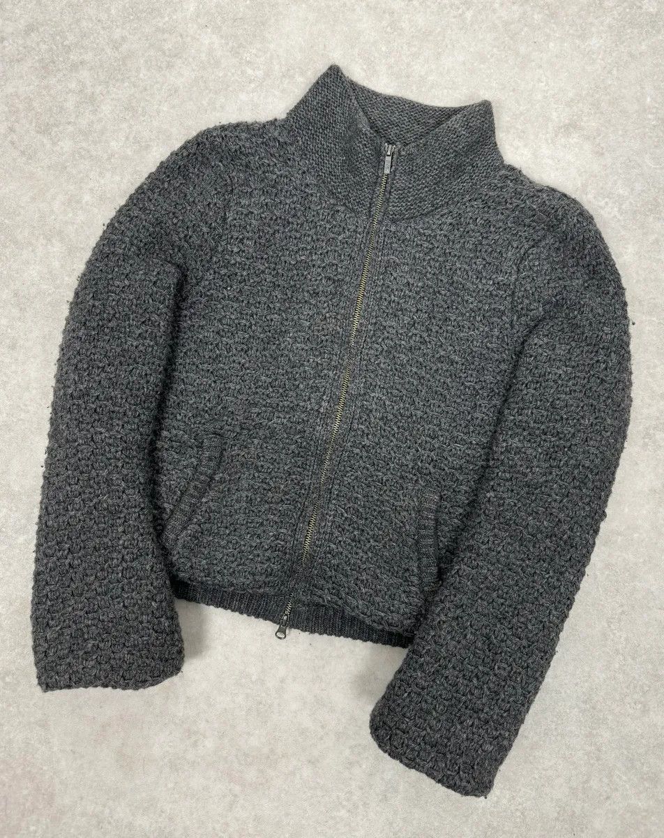 Armani 2000s Armani Grey Waffled Wool Zip-up Sweater Size US S / EU 44-46 / 1 - 4 Thumbnail
