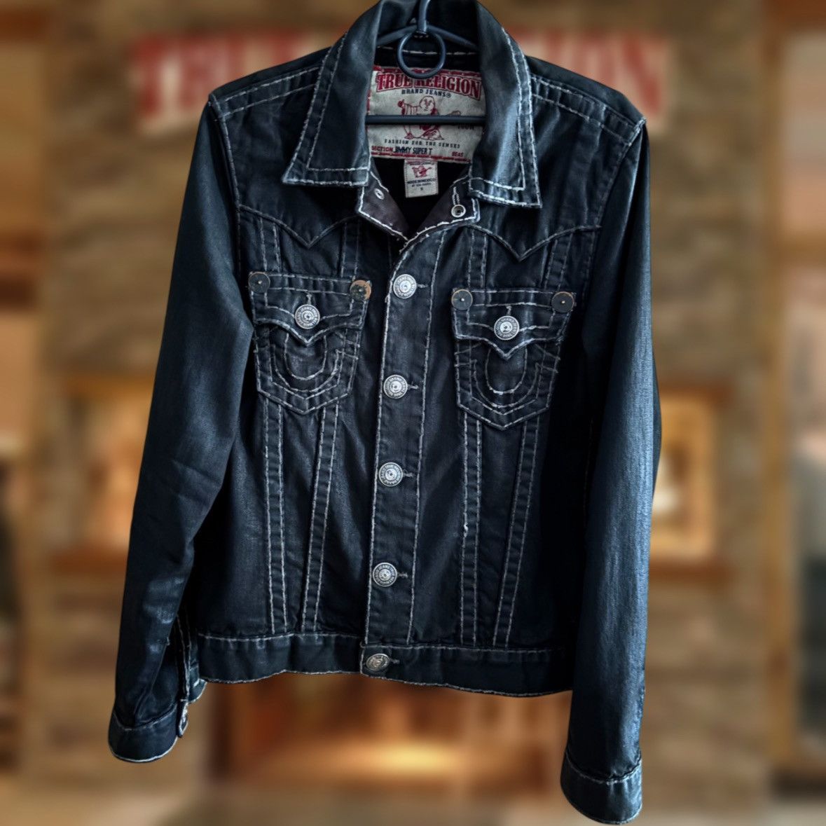 True Religion True Religion Waxed Denim Jacket | Grailed