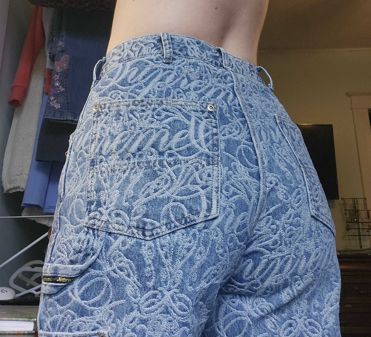 Other Supreme Script Jacquard Double Knee Denim Painter Pant Size 30" / US 8 / IT 44 - 6 Thumbnail