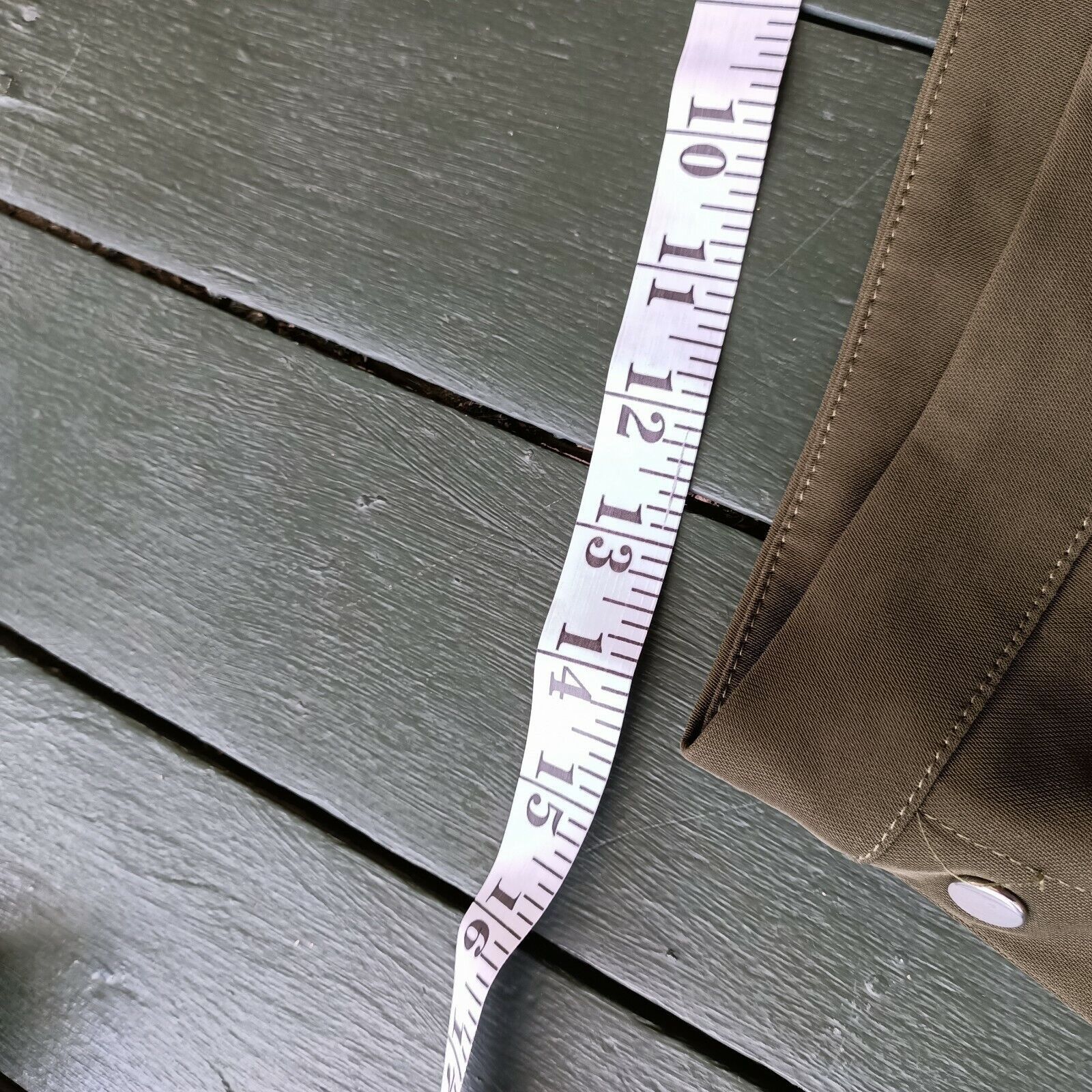 Designer Ava Pants Green Khaki High Waisted Straight Leg Snap Button Size 30" / US 8 / IT 44 - 7 Thumbnail