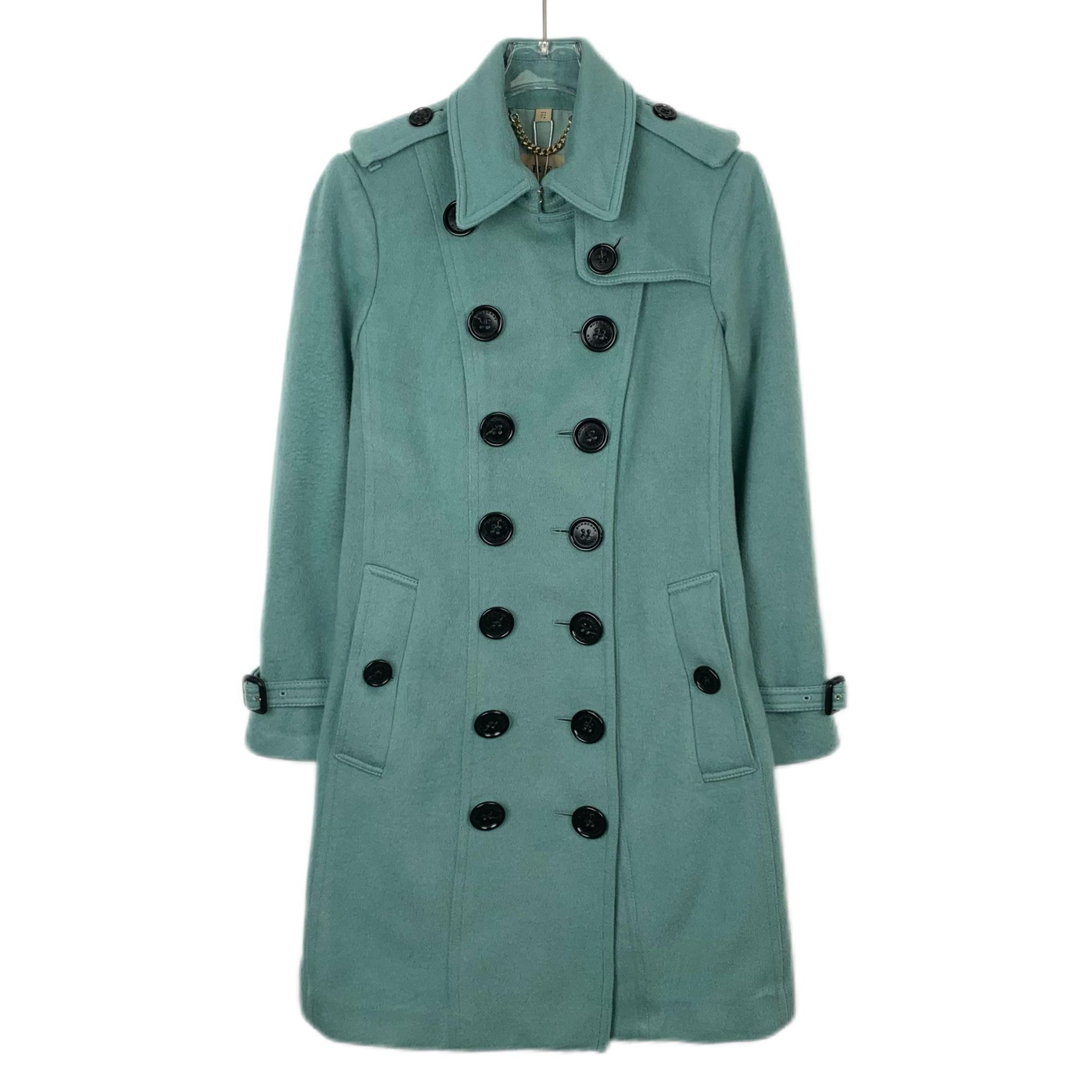Burberry Burberry Green Cashmere Belted Coat (Size 38) Size XS / US 0-2 / IT 36-38 - 1 Thumbnail