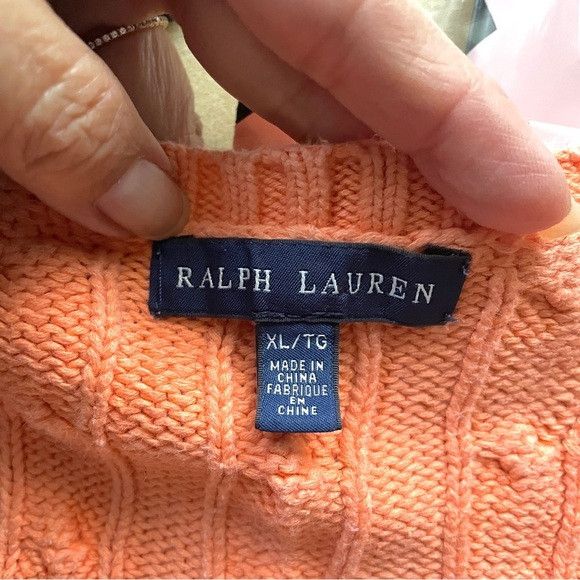 Ralph Lauren Ralph Lauren Cableknit Pullover V-Neck Sweater in Orange - M Size M / US 6-8 / IT 42-44 - 6 Thumbnail