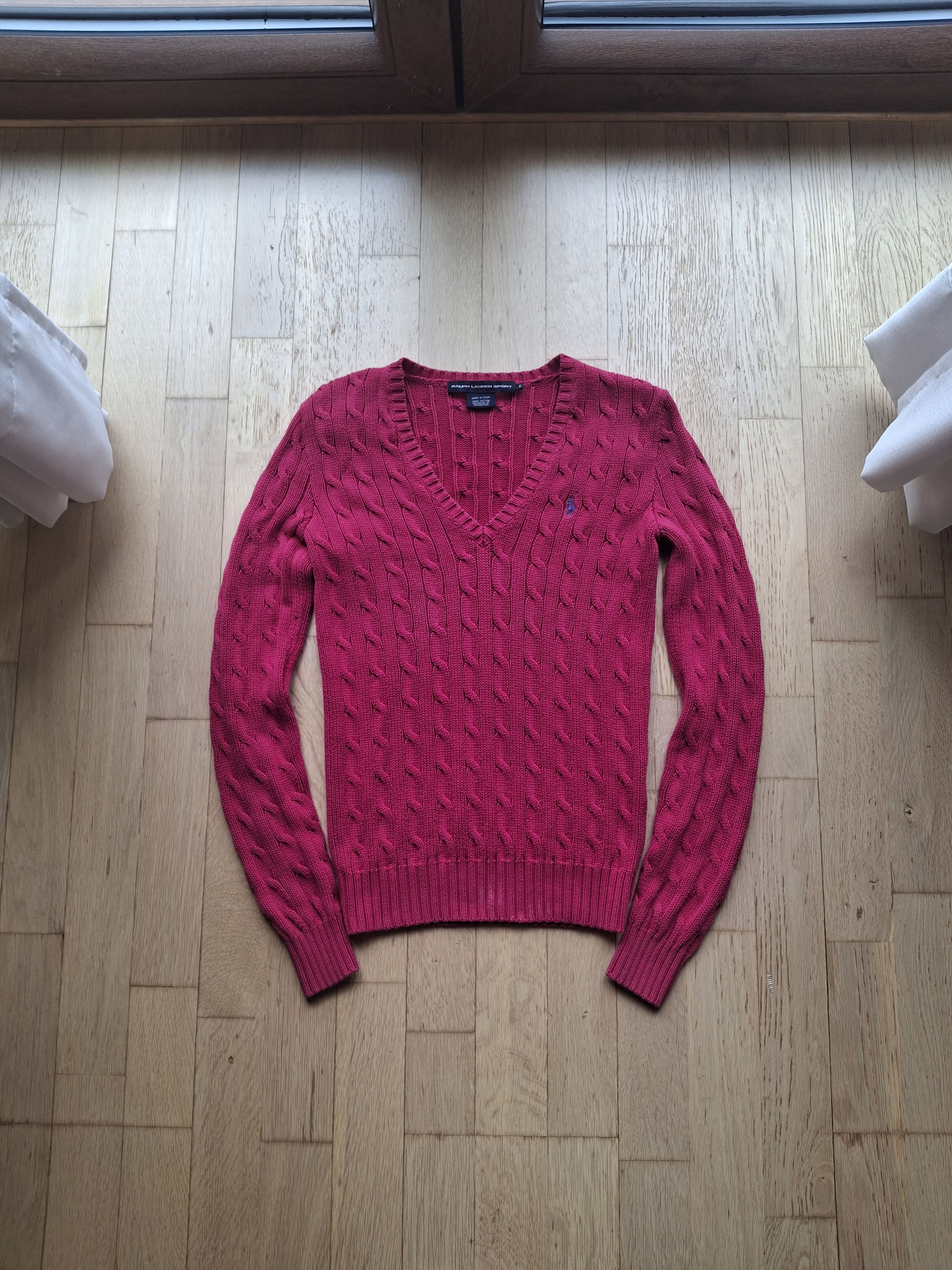 Polo Ralph Lauren × Ralph Lauren × Ralph Lauren Sport Cable knitwear ralph lauren Old money style v-neck Size S / US 4 / IT 40 - 1 Thumbnail