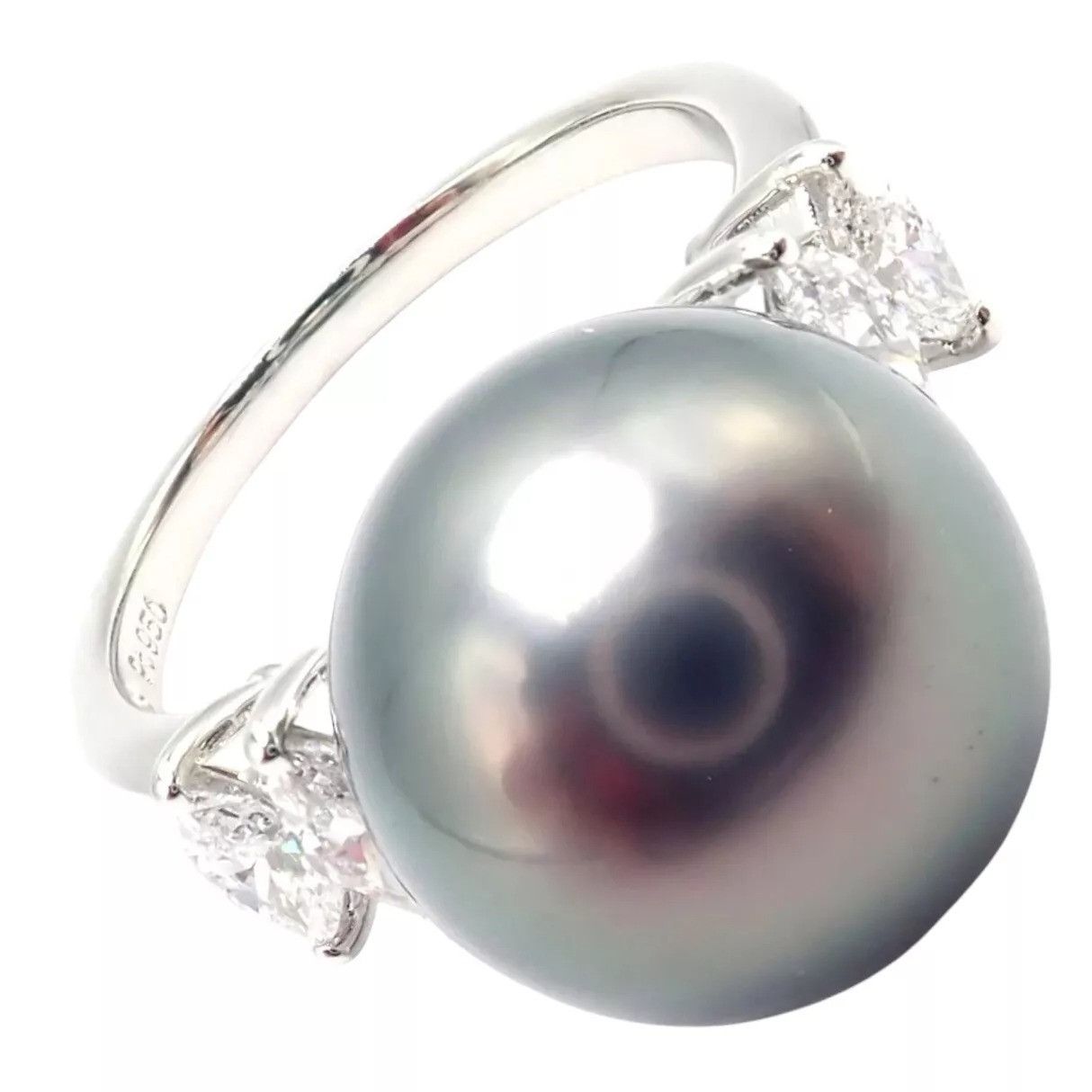 Mikimoto Authentic! Mikimoto Platinum Tahitian Pearl Diamond Ring Size ONE SIZE - 1 Thumbnail