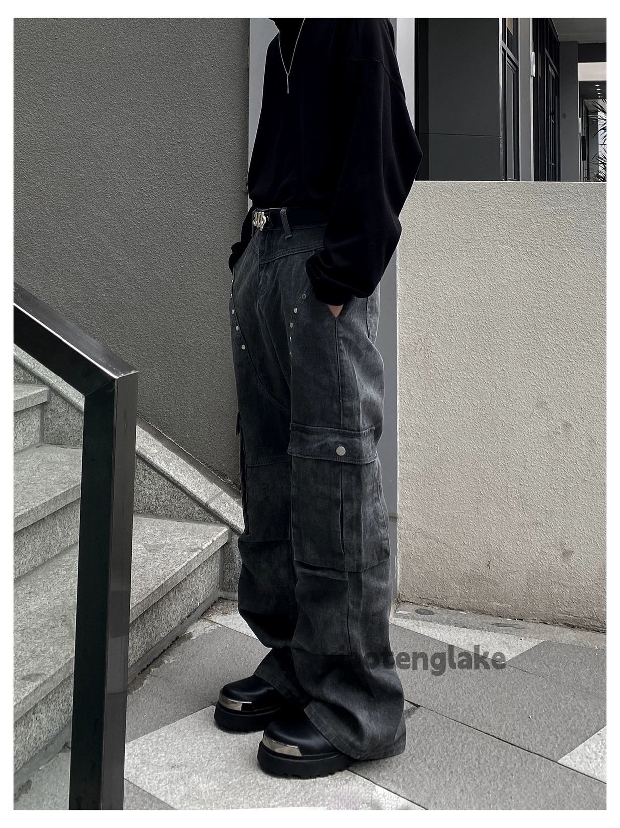 Designer × Japanese Brand × Vintage washed faded utility punk grunge bootcut cargo pants Size US 32 / EU 48 - 7 Thumbnail