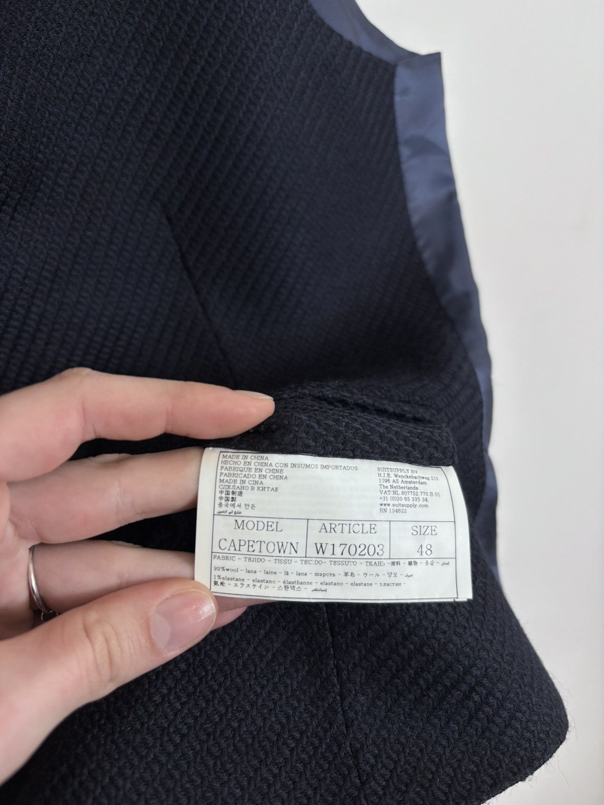 Suitsupply Suitsupply Capetown Men’s Navy Blue Wool Waistcoat Vest Size 38R - 10 Thumbnail