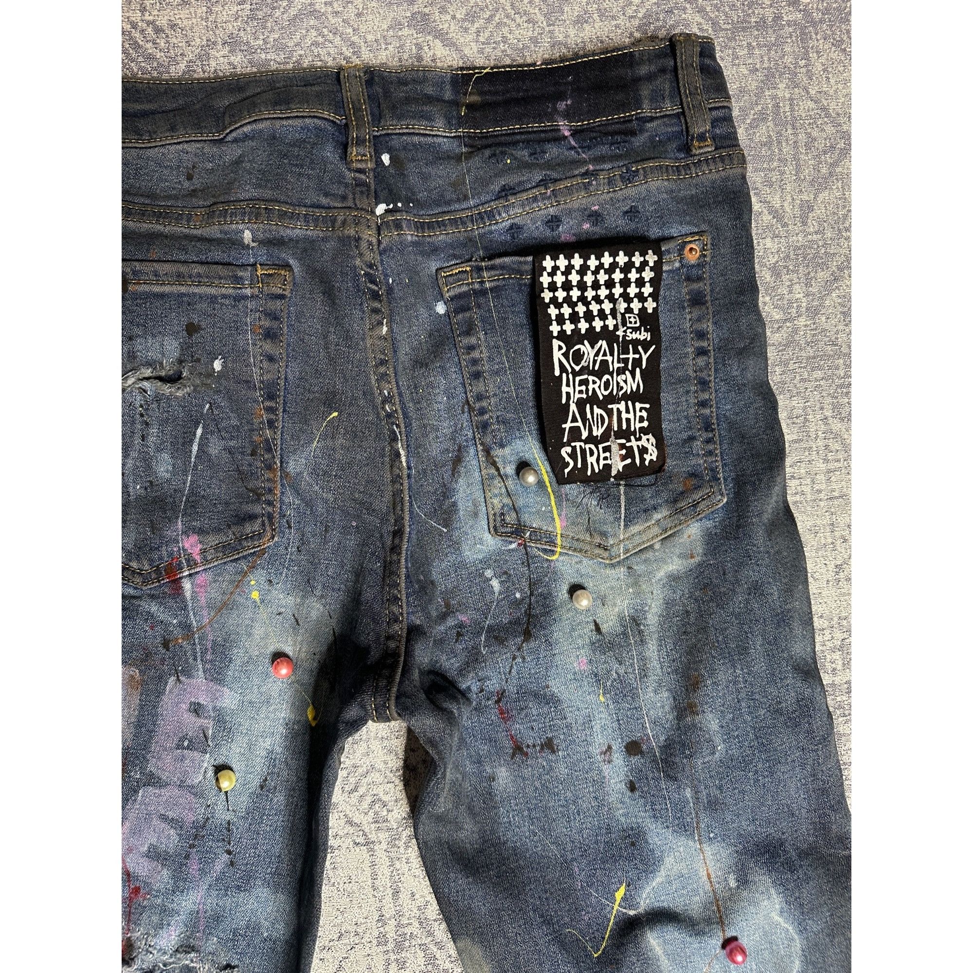Ksubi Custom Reworked Embellished Bleached Distressed Paint Staine Size 29" - 9 Thumbnail