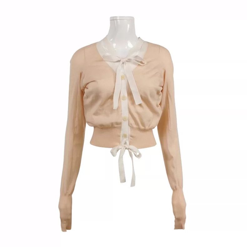 Loewe LOEWE American beige bow knit cardigan Size XS / US 0-2 / IT 36-38 - 1 Thumbnail