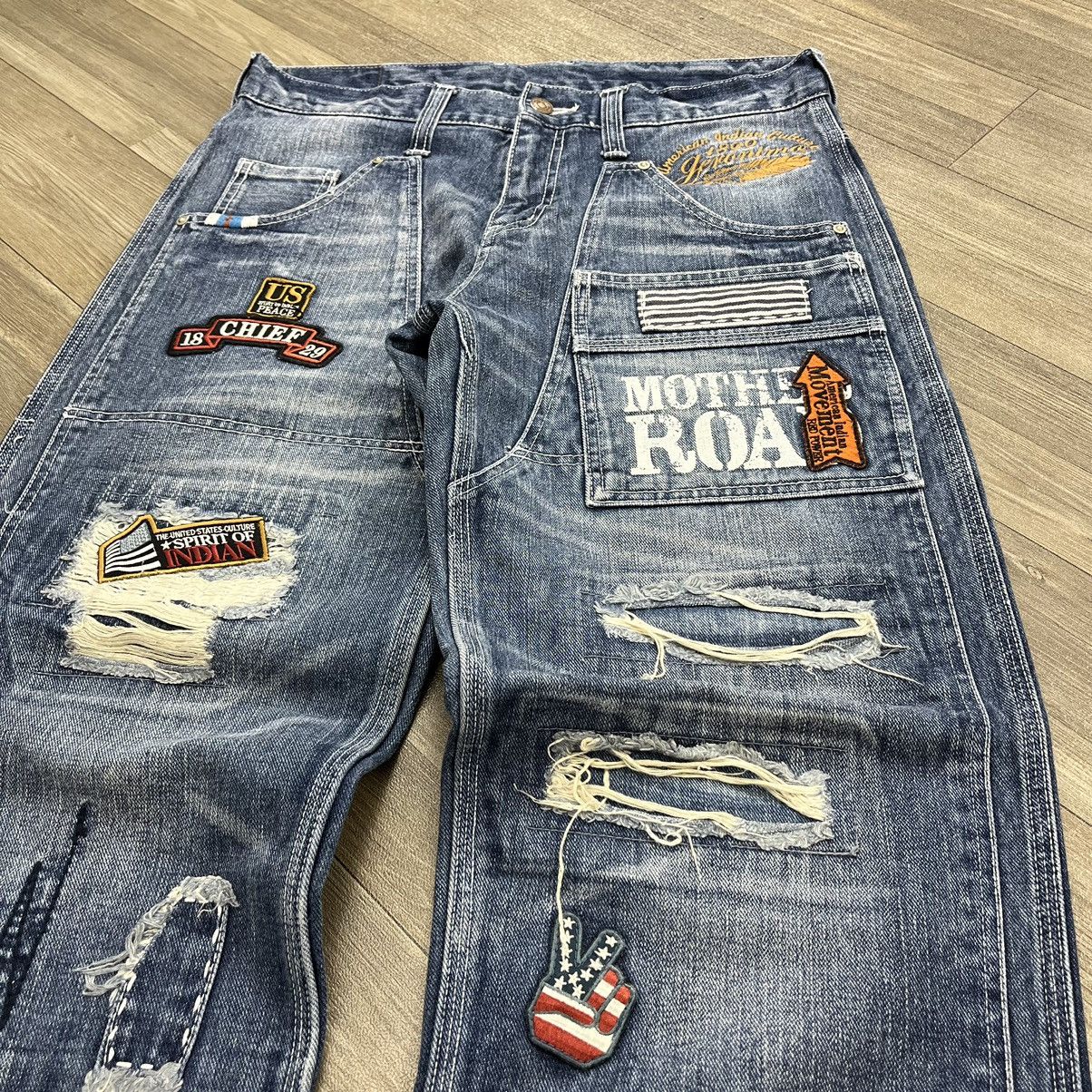 If Six Was Nine × Japanese Brand × Le Grande Bleu (L.G.B.) Mind of USA Distressed Patch Work Double Knee Painted Jeans Size US 32 / EU 48 - 3 Thumbnail