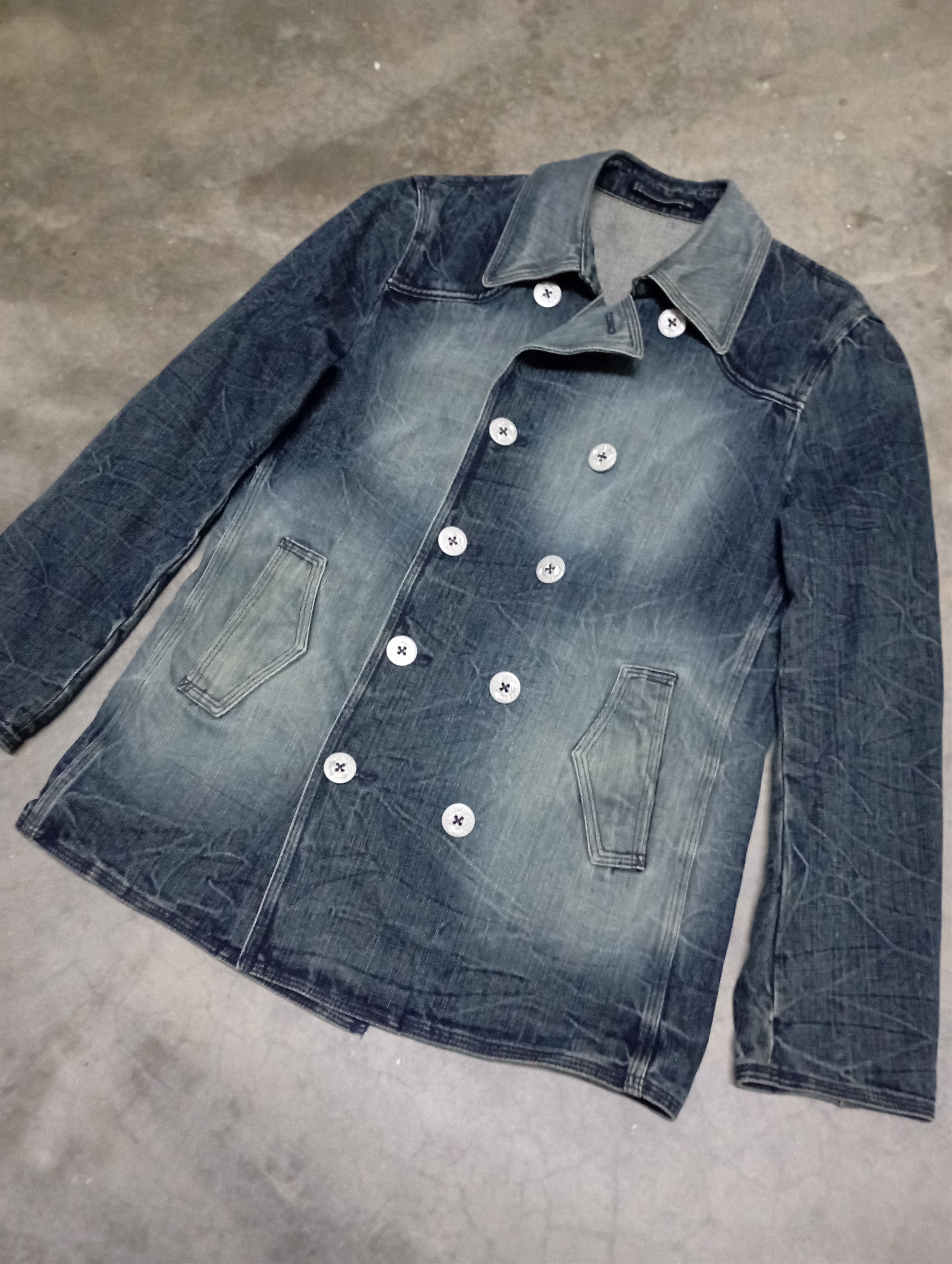 PPFM Vintage Japanese Junmen Lightning Wash Denim Jacket Size US L / EU 52-54 / 3 - 18 Thumbnail
