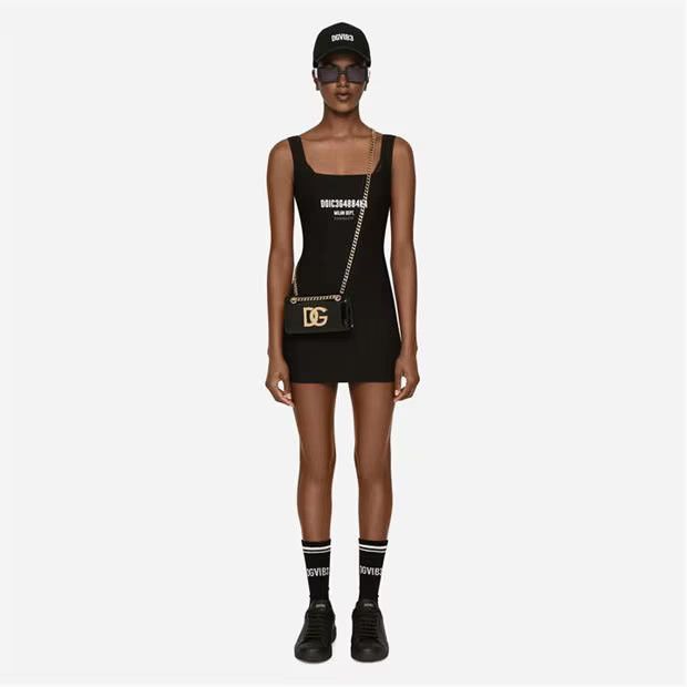 Dolce & Gabbana o1g2r1mq1024 Vib3 Stretch Jersey Mini Dress in Black Size L / US 10 / IT 46 - 4 Thumbnail