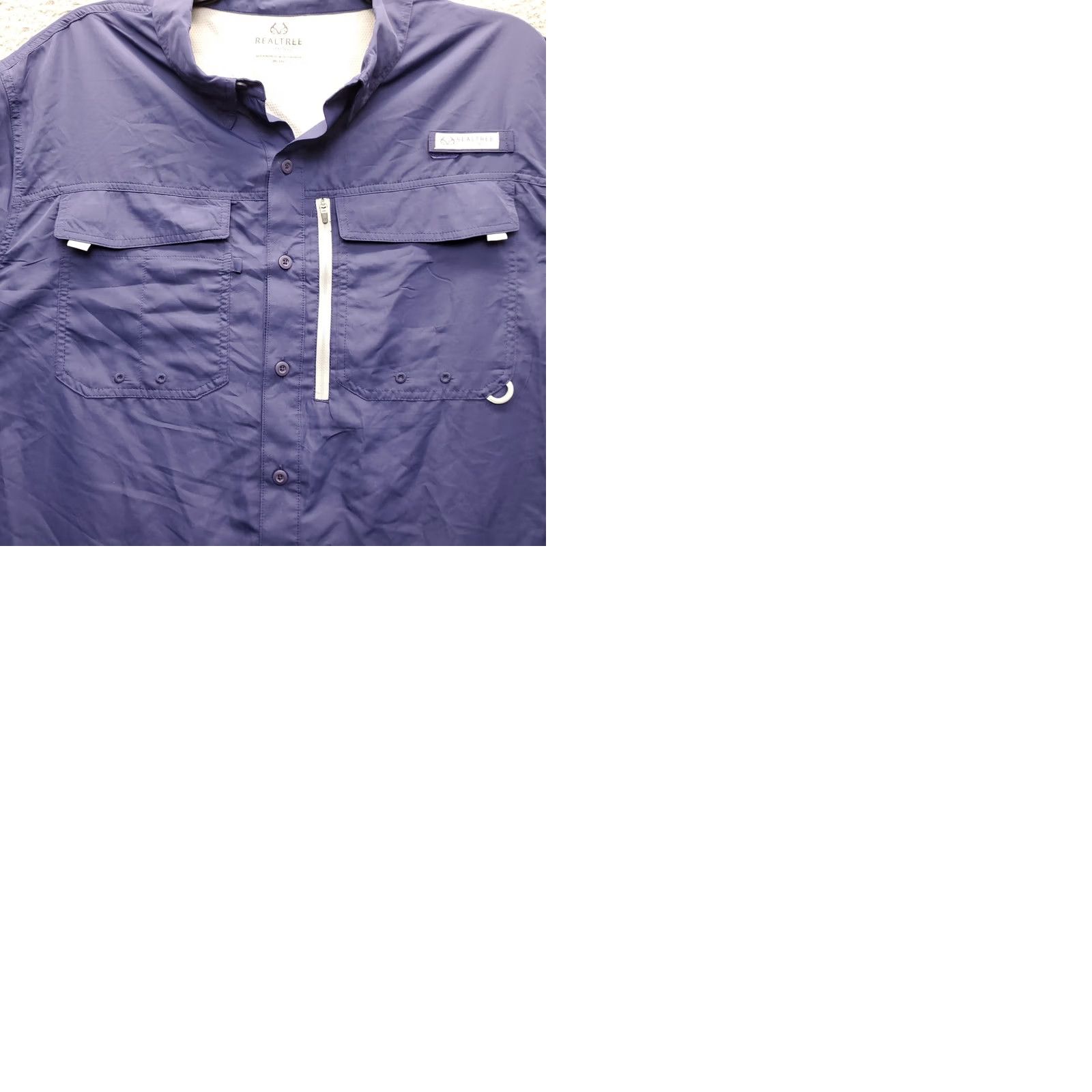 Realtree Realtree Mens Button-Up Shirt 2XL Navy Long Sleeve Collared Vented Pocketed Outdoor Shirt Size US XXL / EU 58 / 5 - 9 Thumbnail