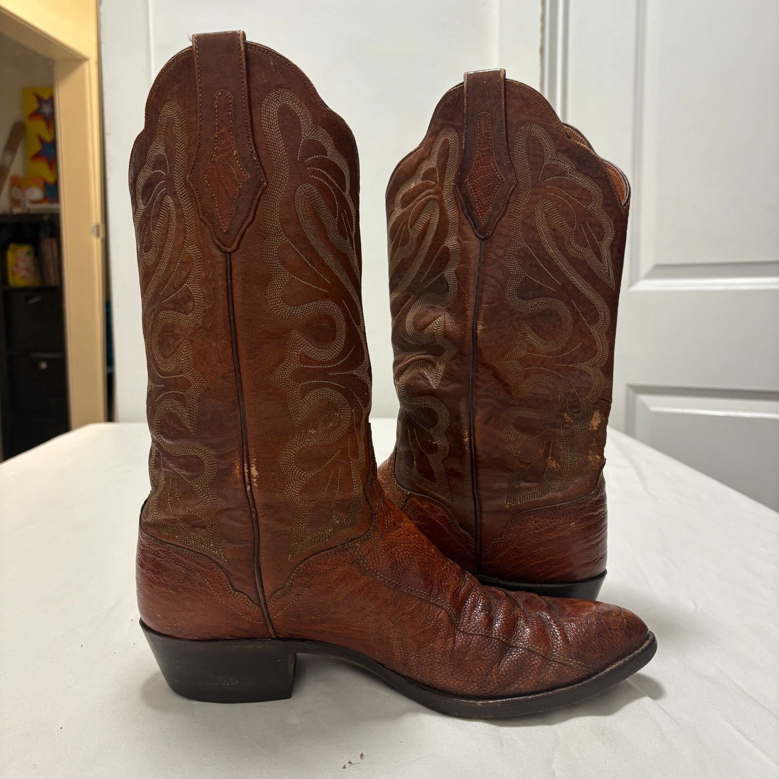 Other VTG El Dorado's Handmade Ostrich Leg Western Cowboy Boots Size US 11 / EU 44 - 6 Thumbnail