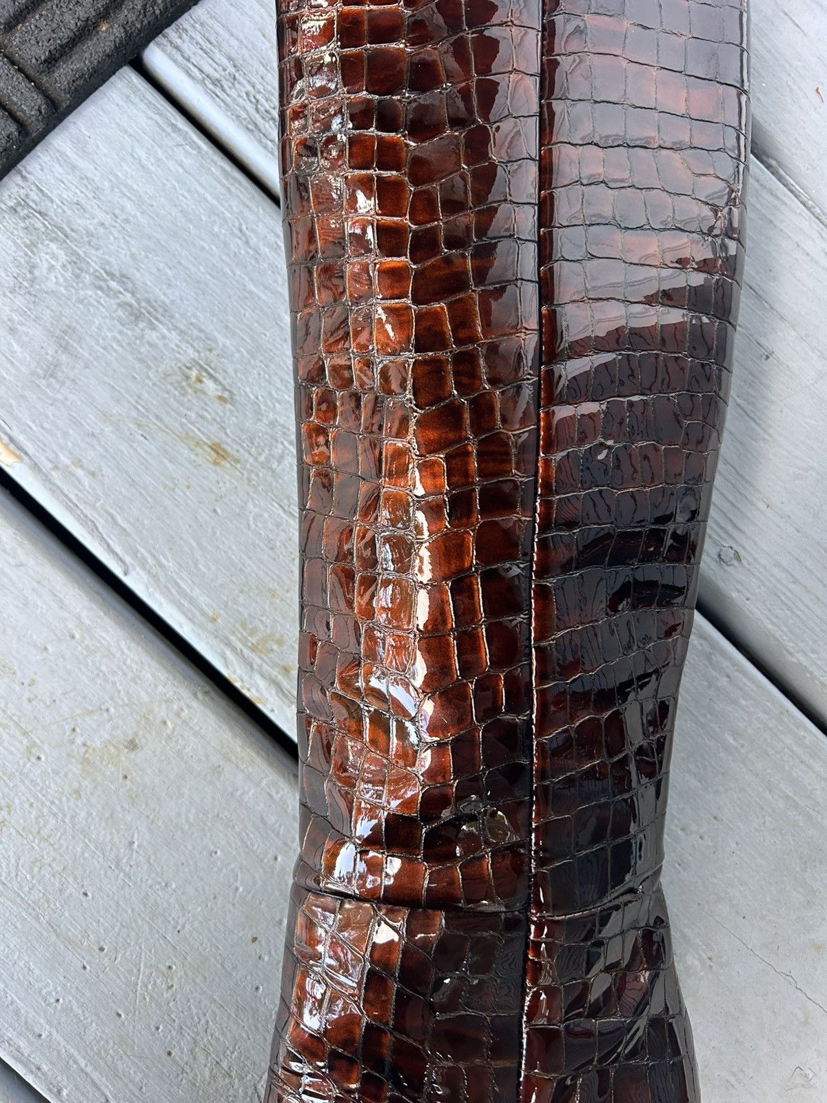 Other Vero Cuoio Crocodile Patterned Heeled Boots Size US 7 / IT 37 - 6 Thumbnail