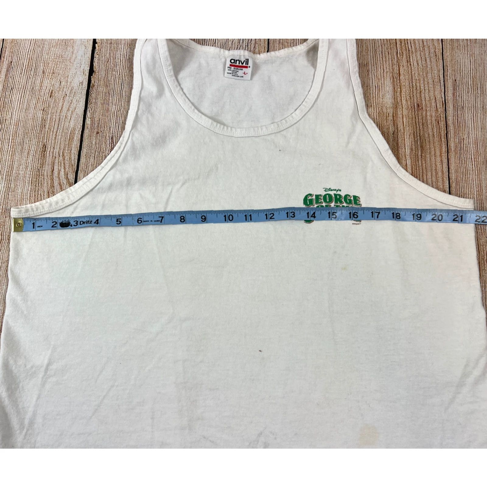 Anvil VINTAGE 90s White Muscle Tank Disney George of the Jungle Size Large Shirt Size US L / EU 52-54 / 3 - 4 Thumbnail