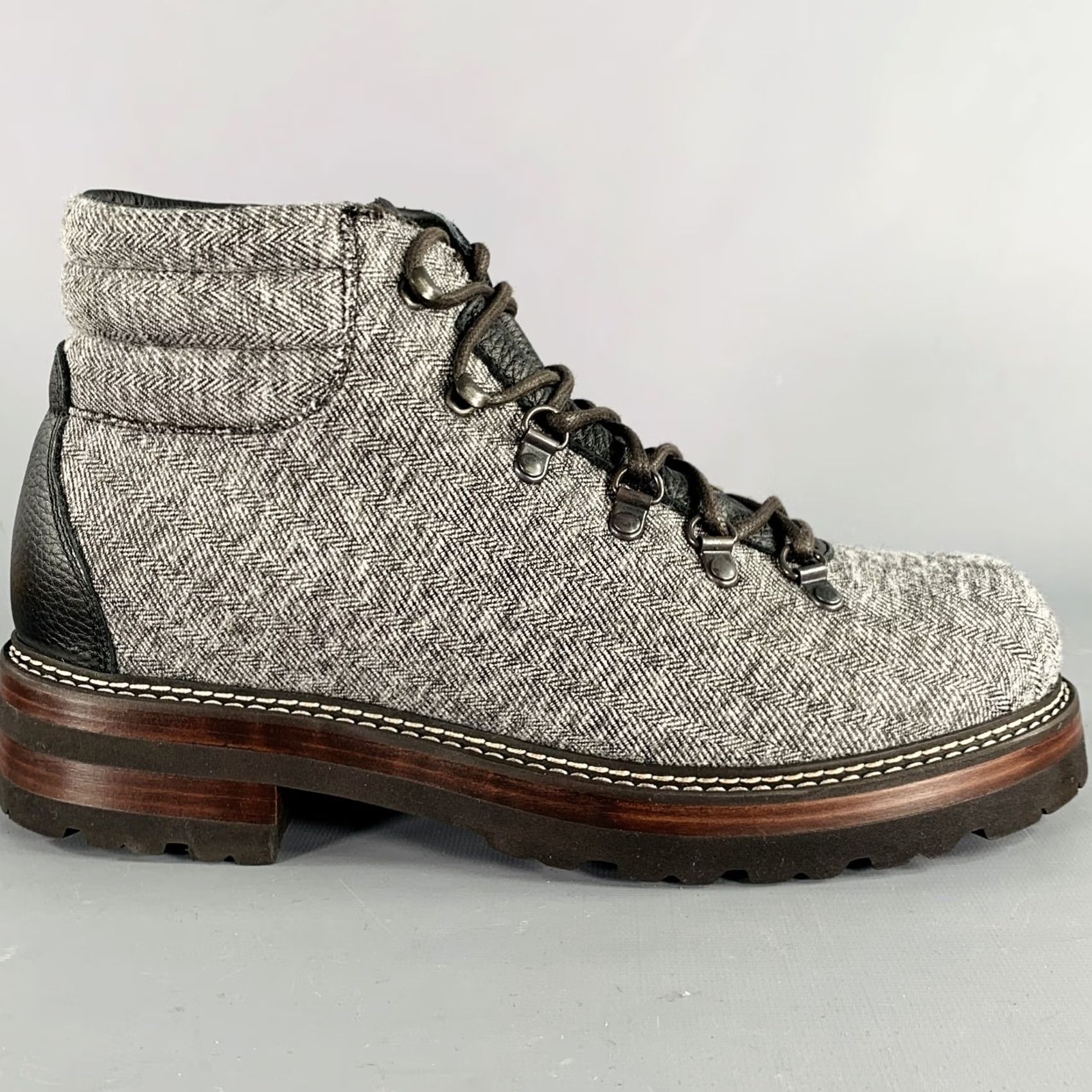 Vintage MONTELLIANA Tom Hiker Grey Black Tweed Wool Hiking Boots Size 10 Mens Size US 10 / EU 43 - 2 Thumbnail