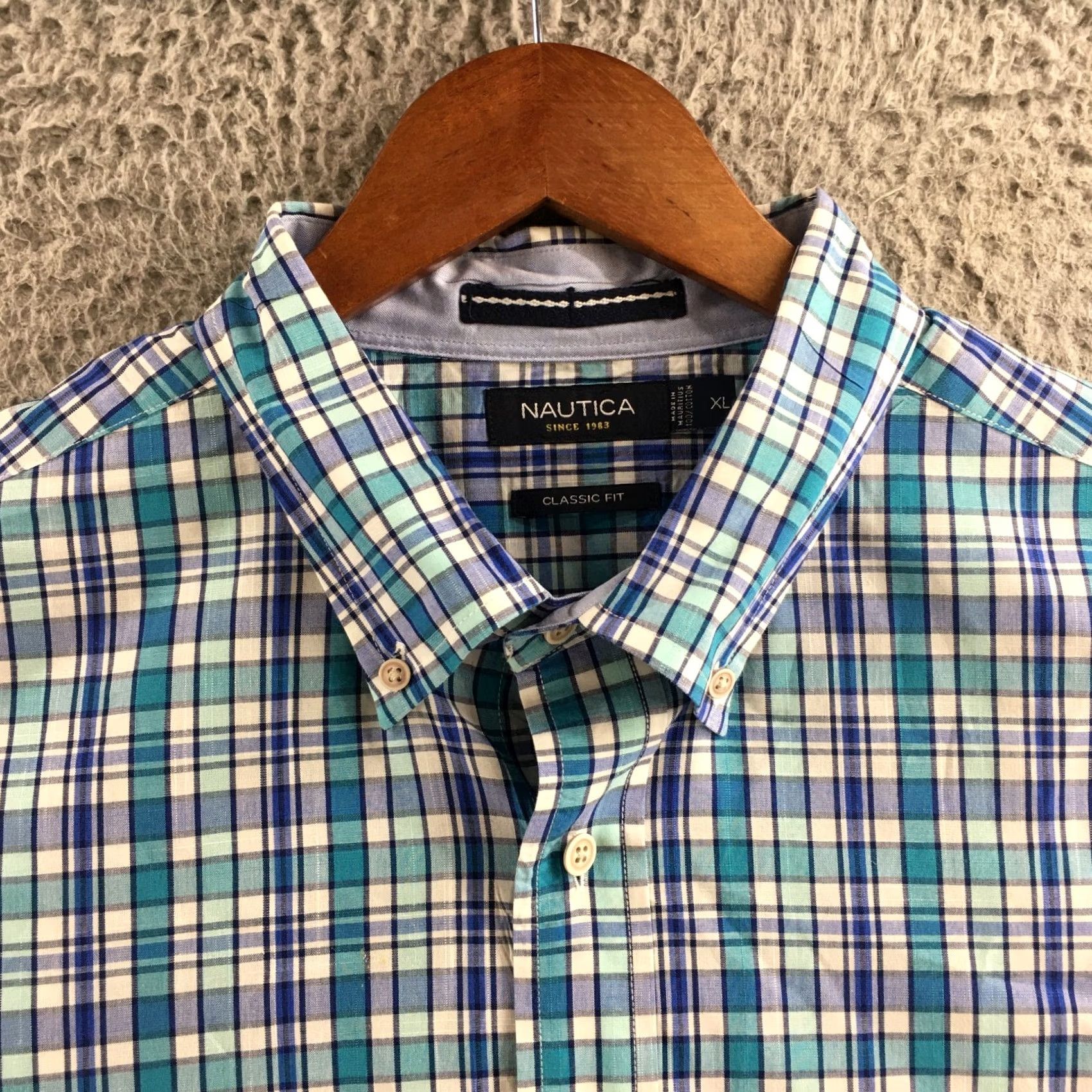 Nautica Nautica Button-Down Shirt Mens XL Multi Plaid Cotton Short Sleeve Classic Fit Shirt Size US XL / EU 56 / 4 - 3 Thumbnail
