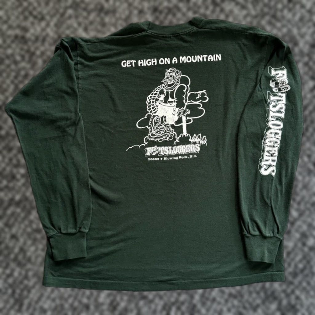 Fruit Of The Loom VINTAGE 90s Footloggers Blowing Rock NC Get High On A Mountain T Shirt Size 2XL Size US XXL / EU 58 / 5 - 1 Thumbnail