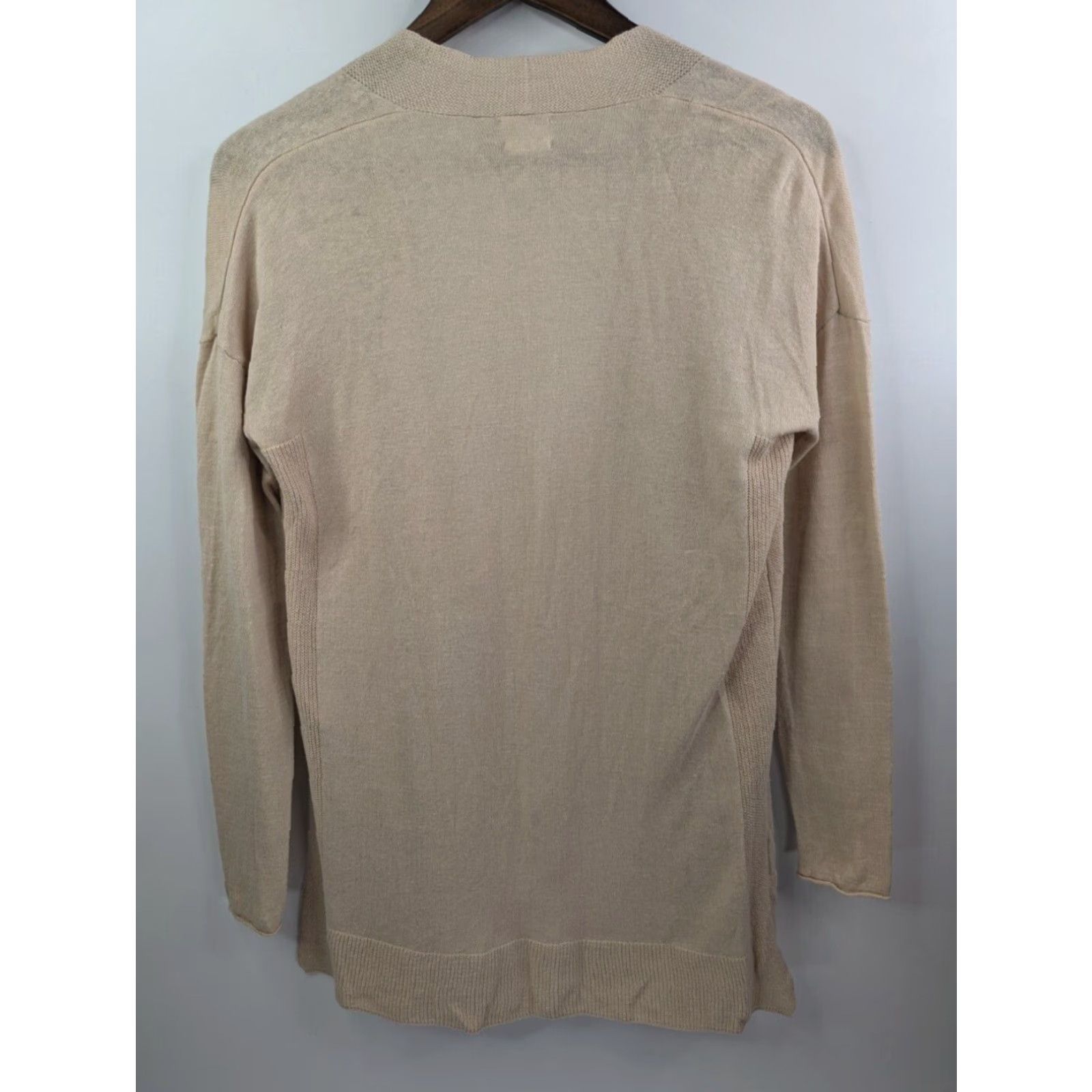 Vintage Sigrid Olsen Cardigan Women's Linen Cotton Blend Beachy Open Sweater Size S Beige Long Sleeve Pockets Size S / US 4 / IT 40 - 3 Thumbnail