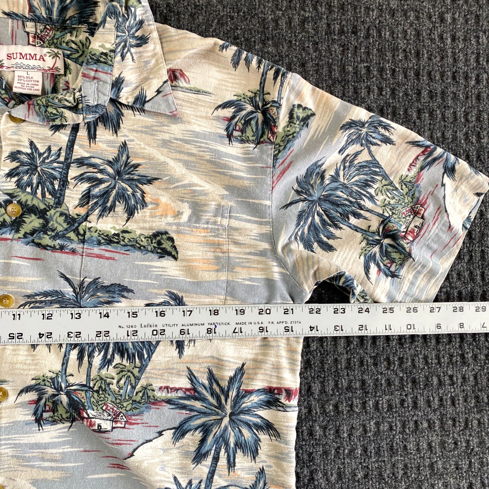 Vintage VINTAGE Summa Hawaiian Shirt Button Up L Silk Beige Palm Island Ocean Water Shirt Casual Mens 90s Hawaiian Size US L / EU 52-54 / 3 - 4 Thumbnail