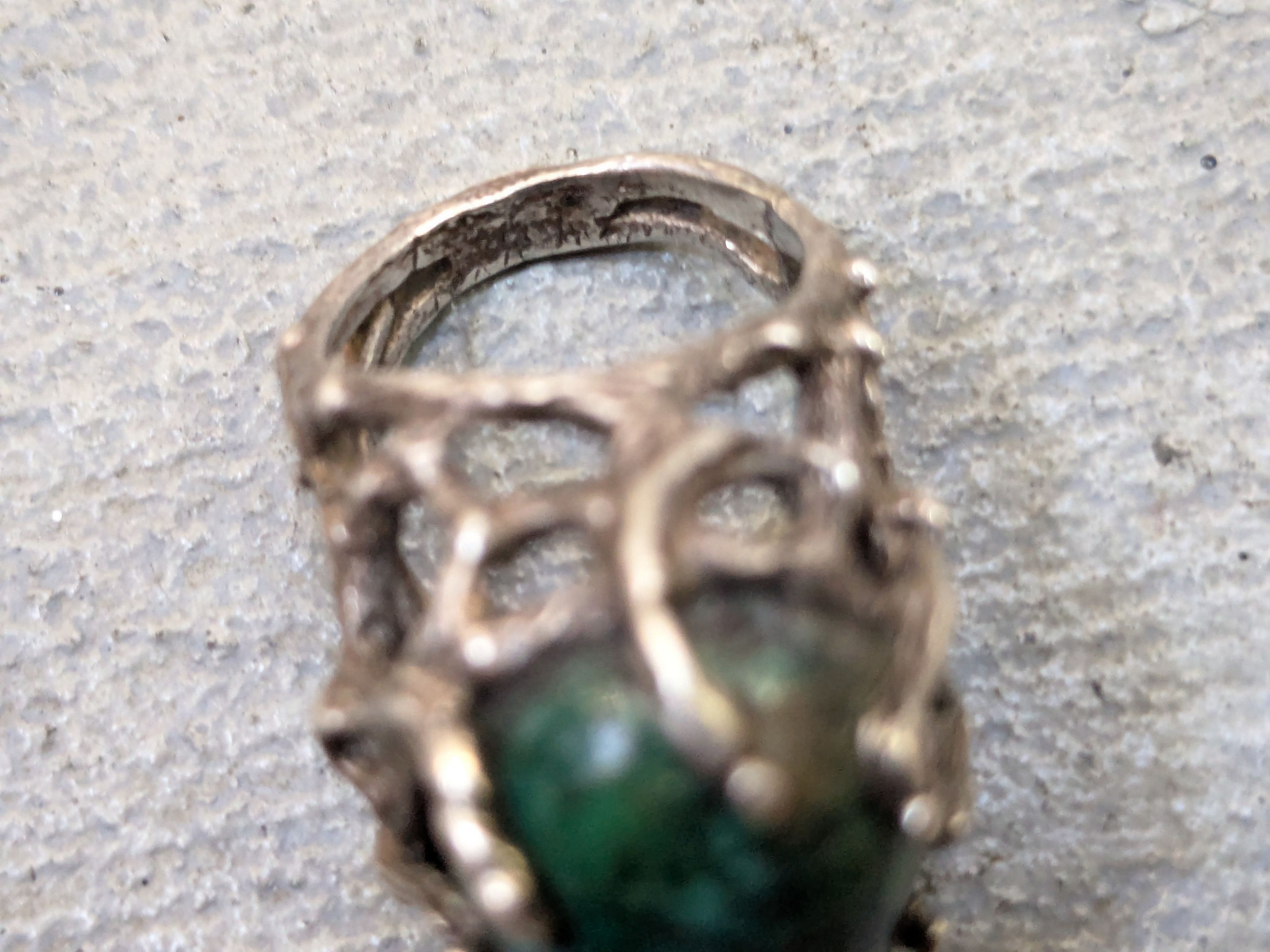 Other Vintage Sterling Silver Ring Chysocolla Brutalist Modern Size ONE SIZE - 9 Thumbnail