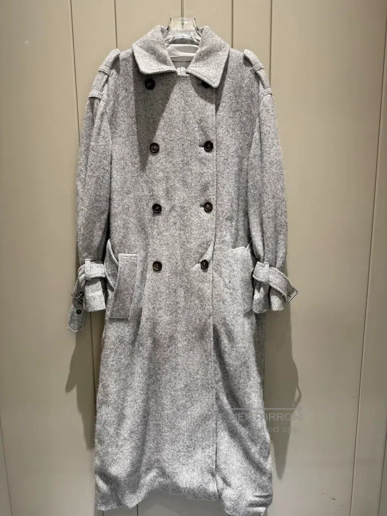 Brunello Cucinelli Brunello Cucinelli Gray Herringbone Wool Coat Size XS / US 0-2 / IT 36-38 - 3 Thumbnail
