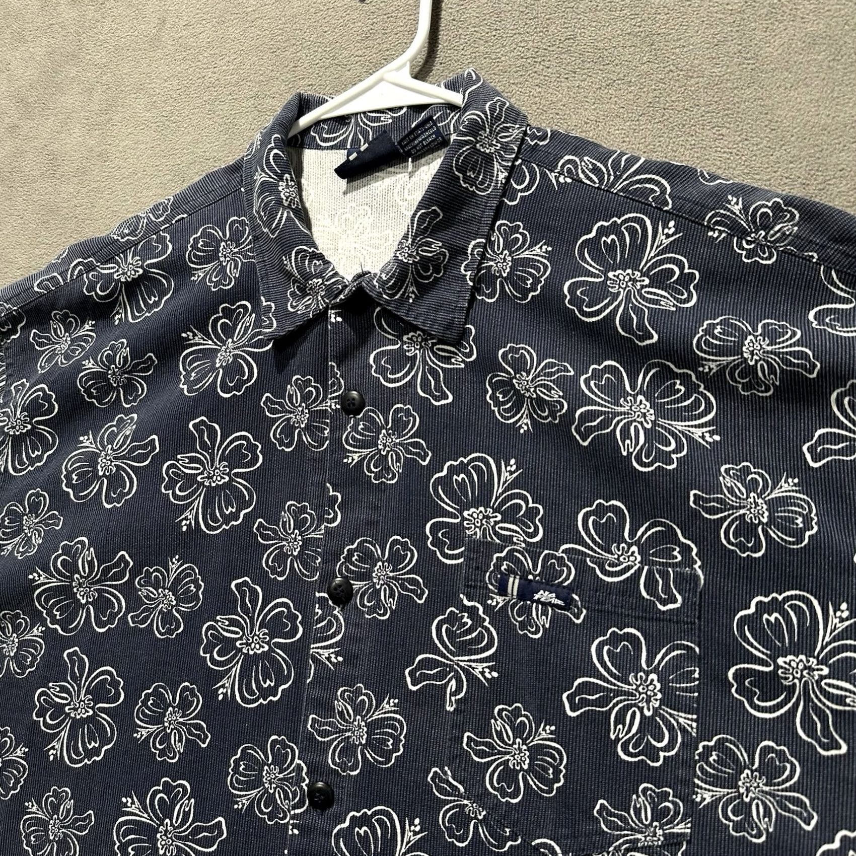 No Fear VINTAGE No Fear Shirt Mens XL Blue Hibiscus Floral Button Up Skate Made In USA Size US XL / EU 56 / 4 - 2 Thumbnail