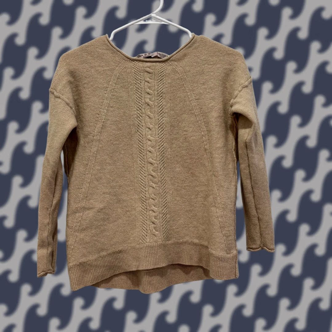 Vintage Olivia & Grace Cashmere Sweater L Tan Cable Knit Pullover Crew Neck Womens Slim Casual Dressy Beige 100% Cashmere Size L / US 10 / IT 46 - 1 Thumbnail