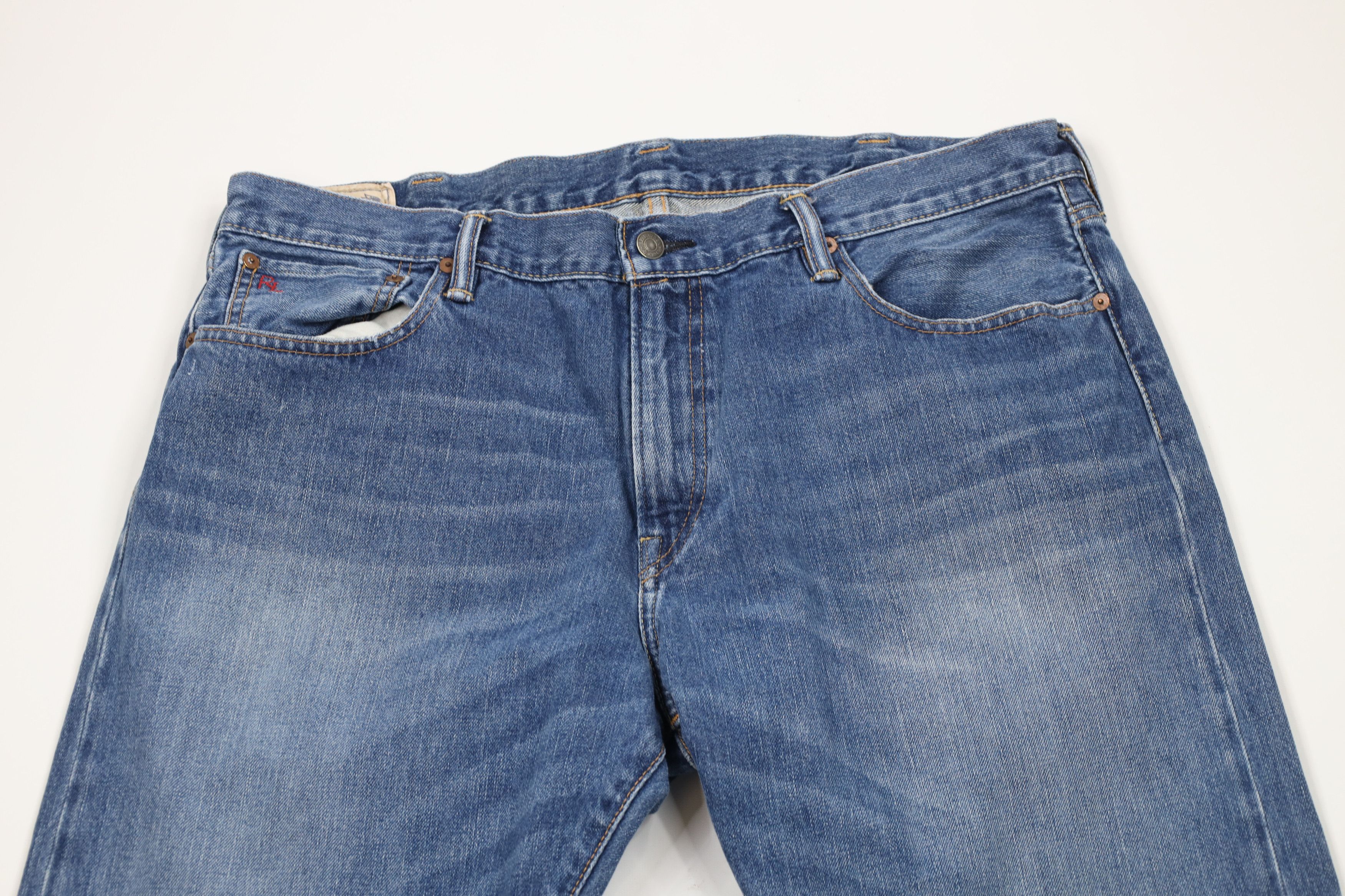 Ralph Lauren × Vintage Vintage Ralph Lauren Straight Leg Denim Jeans Blue Cotton Size US 38 / EU 54 - 2 Thumbnail