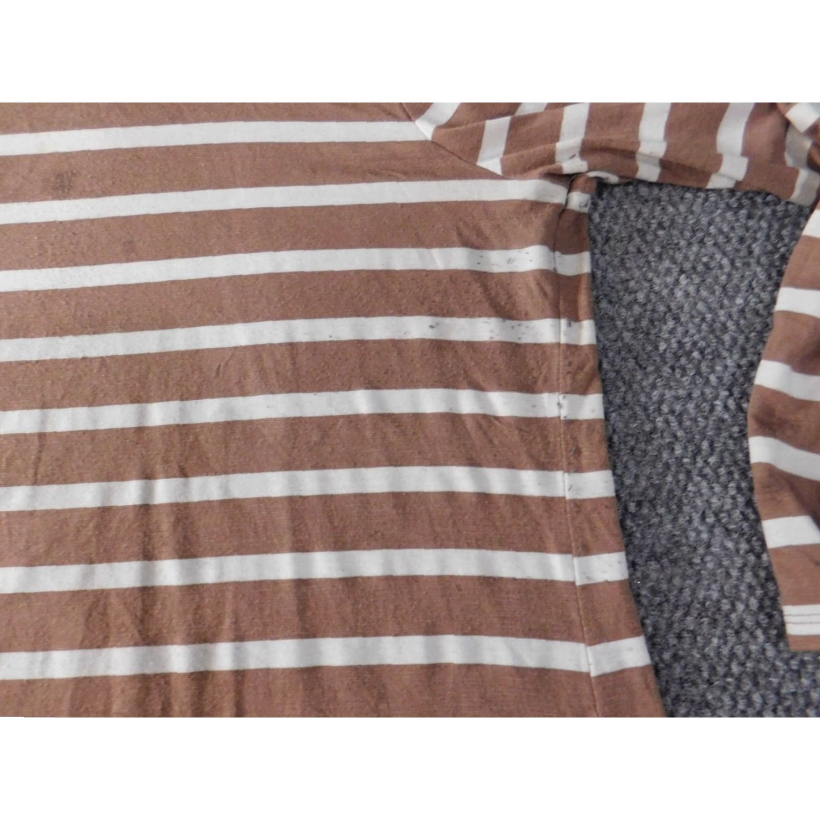 Old Navy Old Navy Blouse Womens XL Brown Luxe Striped Knit Rayon Round Neck Pullover Casual Long Sleeve Button Size XL / US 12-14 / IT 48-50 - 5 Thumbnail