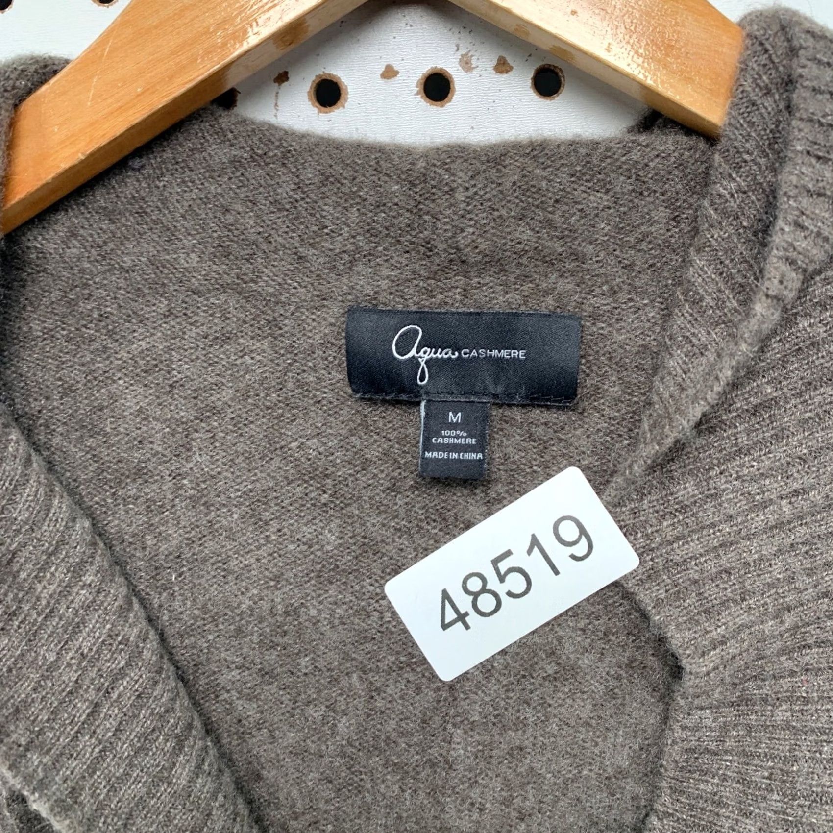 AQUA Aqua Cashmere Hooded Sweater Womens Medium Brown 100% Cashmere V Neck Pullover Size M / US 6-8 / IT 42-44 - 2 Thumbnail