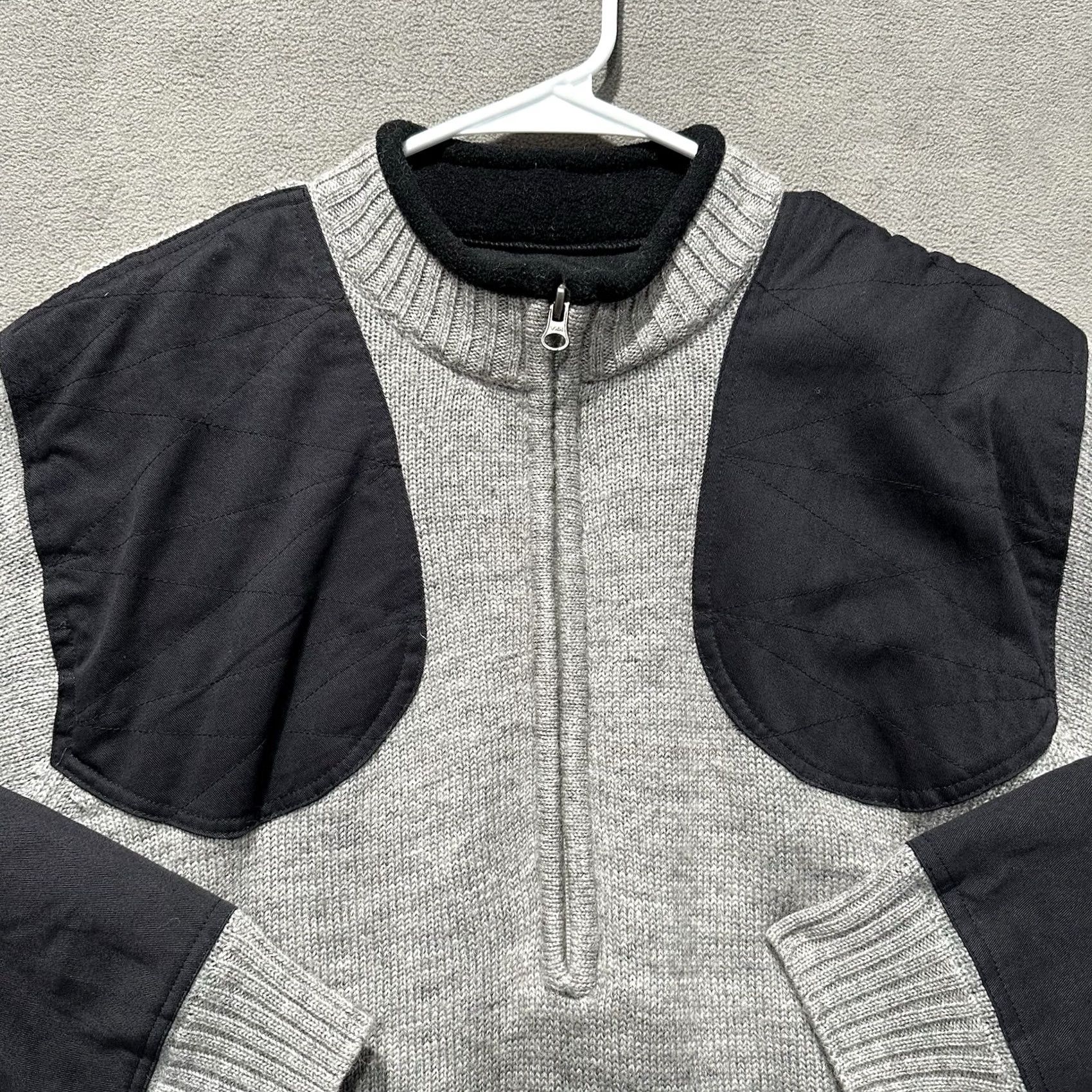 Vintage Guide Series Sweater Mens M Gray Wool Half Zip Quilted Shooting Shoulder Patch Size US M / EU 48-50 / 2 - 3 Thumbnail