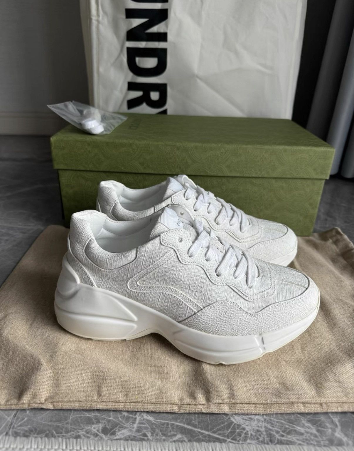 Gucci Gucci Rhyton dad sneakers, white with GG monogram K6 Size US 5.5 / IT 35.5 - 3 Thumbnail