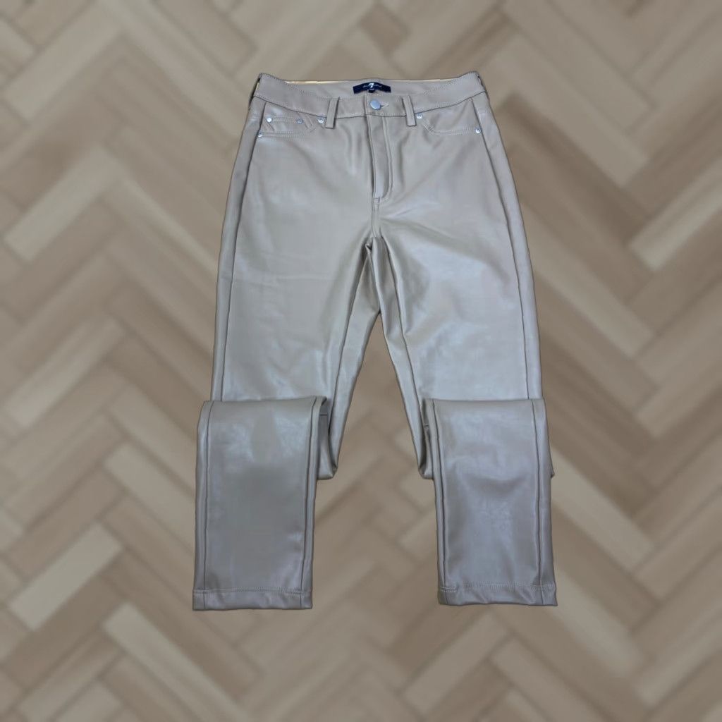 7 For All Mankind 7 For All Mankind Jeans Womens Faux Leather Beige S Casual Straight Pant Size 28" / US 6 / IT 42 - 1 Thumbnail